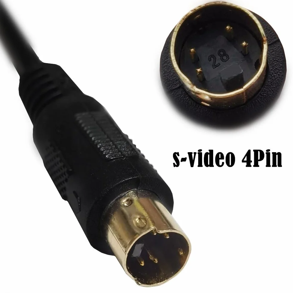 Kabel S-Video Mini DIN 4-pinowy S kabel wideo męski na męski, pozłacane złącze do odtwarzacza, kamer, laptopów, przesyłania wideo do telewizora lub monitora, kabel połączeniowy (1 m)