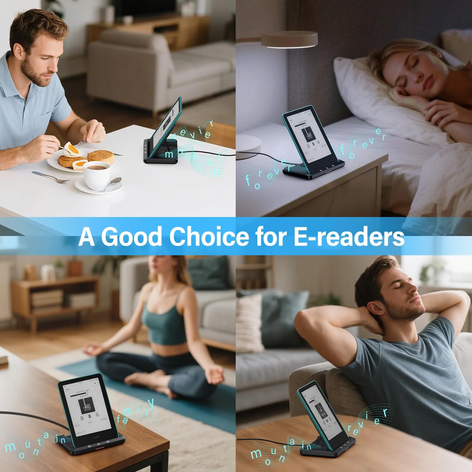 Bezprzewodowa stacja ładująca z głośnikiem do Audiobooka, bezprzewodowa ładowarka kompatybilna z Kindle Paperwhite Signature Editions (wersje z 2022 i 2024 r.) i Kindle Colorsoft Signature Edition