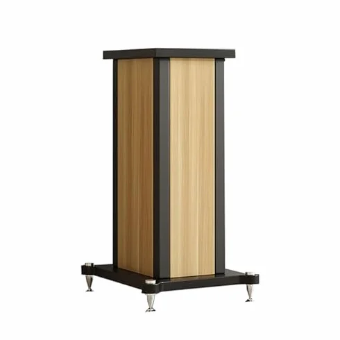Para uniwersalnych stojaków na głośniki – solidne uchwyty audio do dźwięku przestrzennego, kina domowego, wypełniona piaskiem, wykończenie orzechowe (28 x 22 cm x 60 cm)