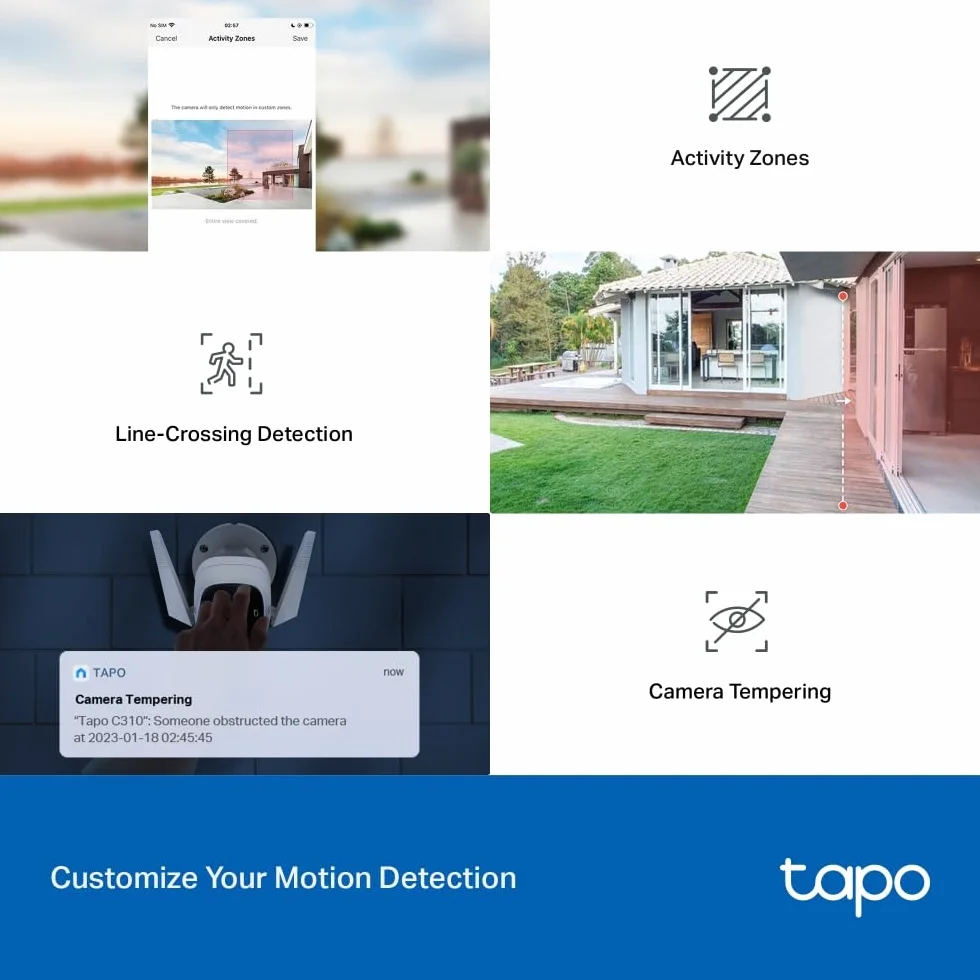 TP-Link Tapo C310P2 | Zestaw 2 kamer zewnętrznych Wi-Fi 3MP | Tryb nocny | Detekcja ruchu | Obsługa PoE i microSD | Kompatybilne z Alexa i Google Home