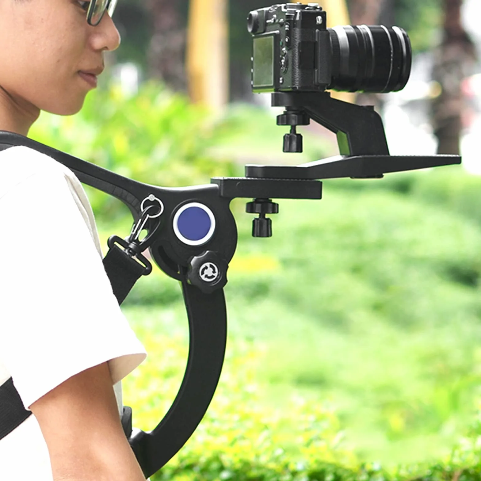 Aparat na ramię uchwyt na ramię inne akcesoria do aparatu SR500 czarny zewnętrzny pasek do aparatu DSLR fotografia ramię amortyzator wspornik stabilizator rig