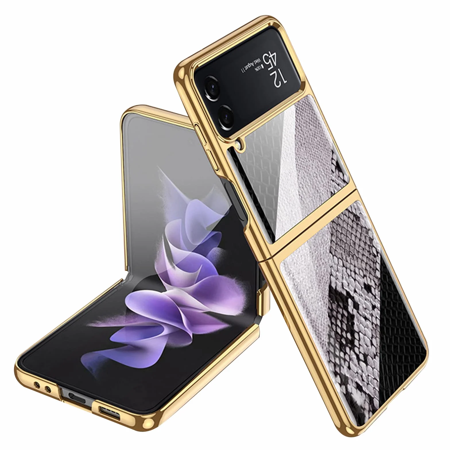 Etui do Samsung Galaxy Z Flip 4, galwanizowana ochrona przed upadkiem, pokrowiec z osłoną ekranu i funkcją szkła hartowanego, wytrzymały pancerz, 4