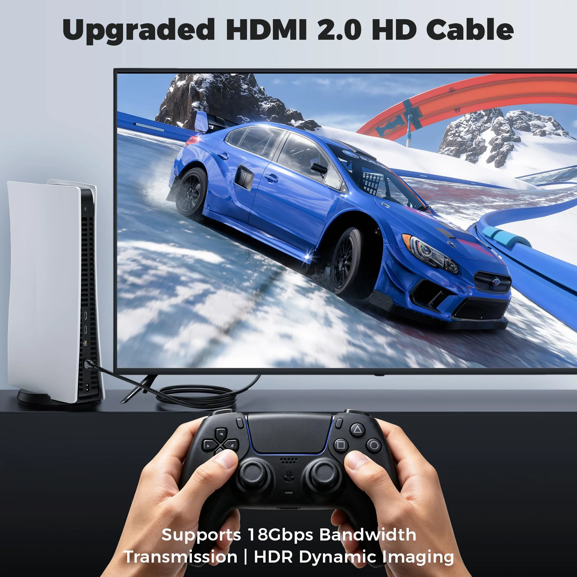 Kabel HDMI 4K 15,2 m, kable HDMI o wysokiej prędkości (HDMI2.0, 18 Gb/s, 1080P) - kabel Ethernet Audio Return Video 4K HDMI, ultra szybkie pozłacane złącza, kompatybilny z Playstation Arc PS3 PS4 PC
