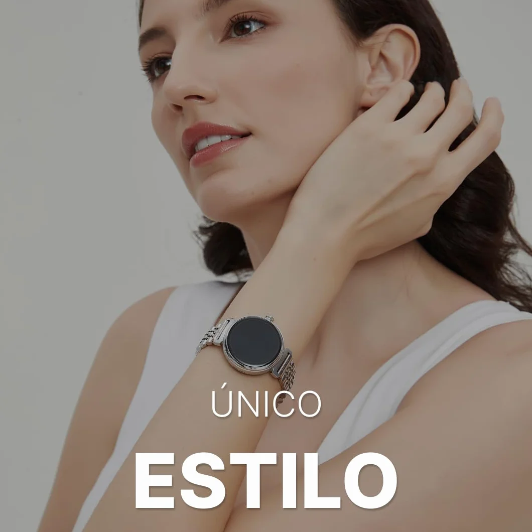 HiFuture Aura damski smartwatch, wyświetlacz AMOLED ze stali nierdzewnej 1,08 cala, czujnik tętna, czujniki Real SpO2, krokomierz, wodoodporny IP68, kompatybilny z Androidem i iOS