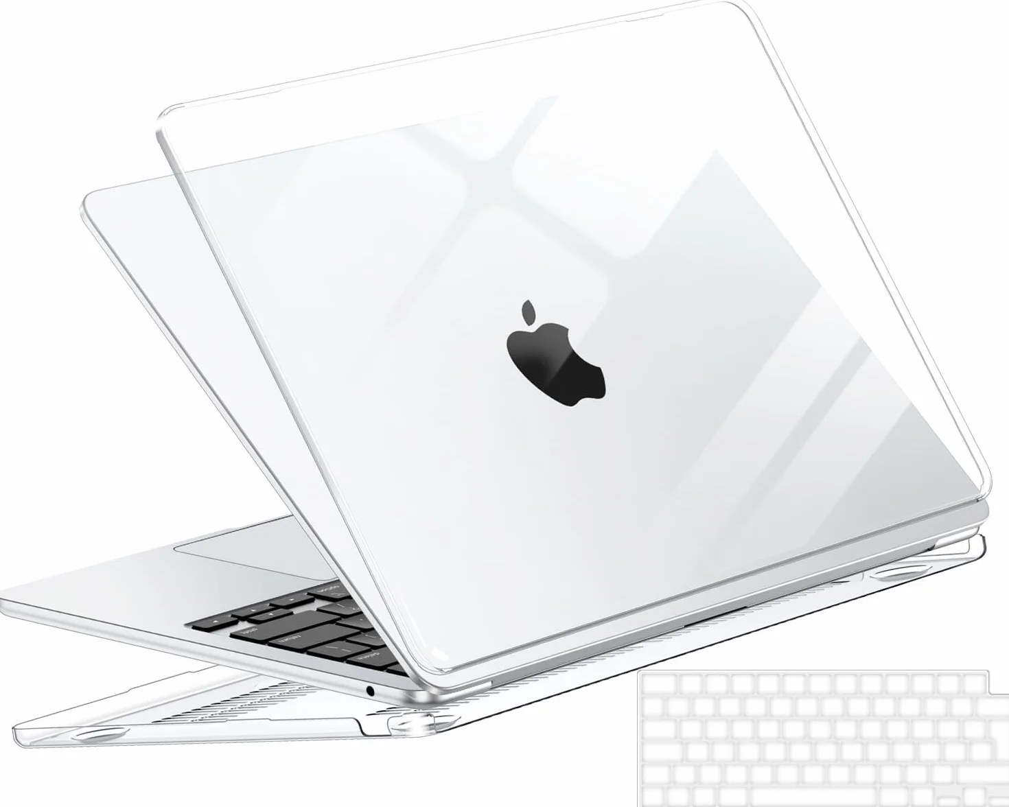 Etui Kompatybilne z MacBook Air 13.6 M4 M3 M2 2025 2024 2022 A3240 A3113 A2681, Plastikowa Obudowa Ochronna i Ultracienka Osłona Klawiatury TPU w Wersji EU, Przezroczysty