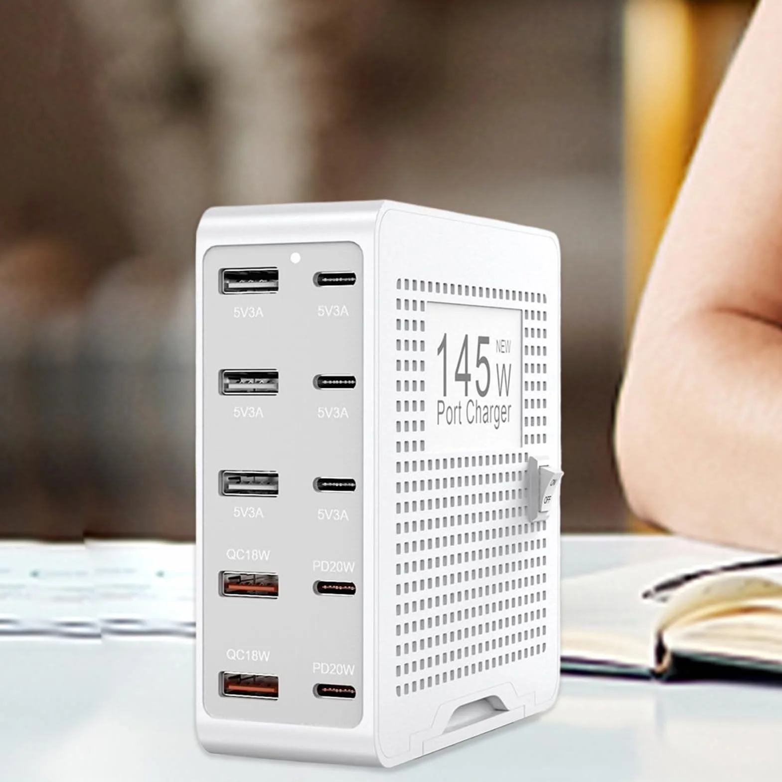 Blok ładowarki - 10-portowy adapter szybkiego ładowania do laptopa - stacja ładująca USB | do laptopa zegarka telefonu tabletu biurka podróży do domu biura