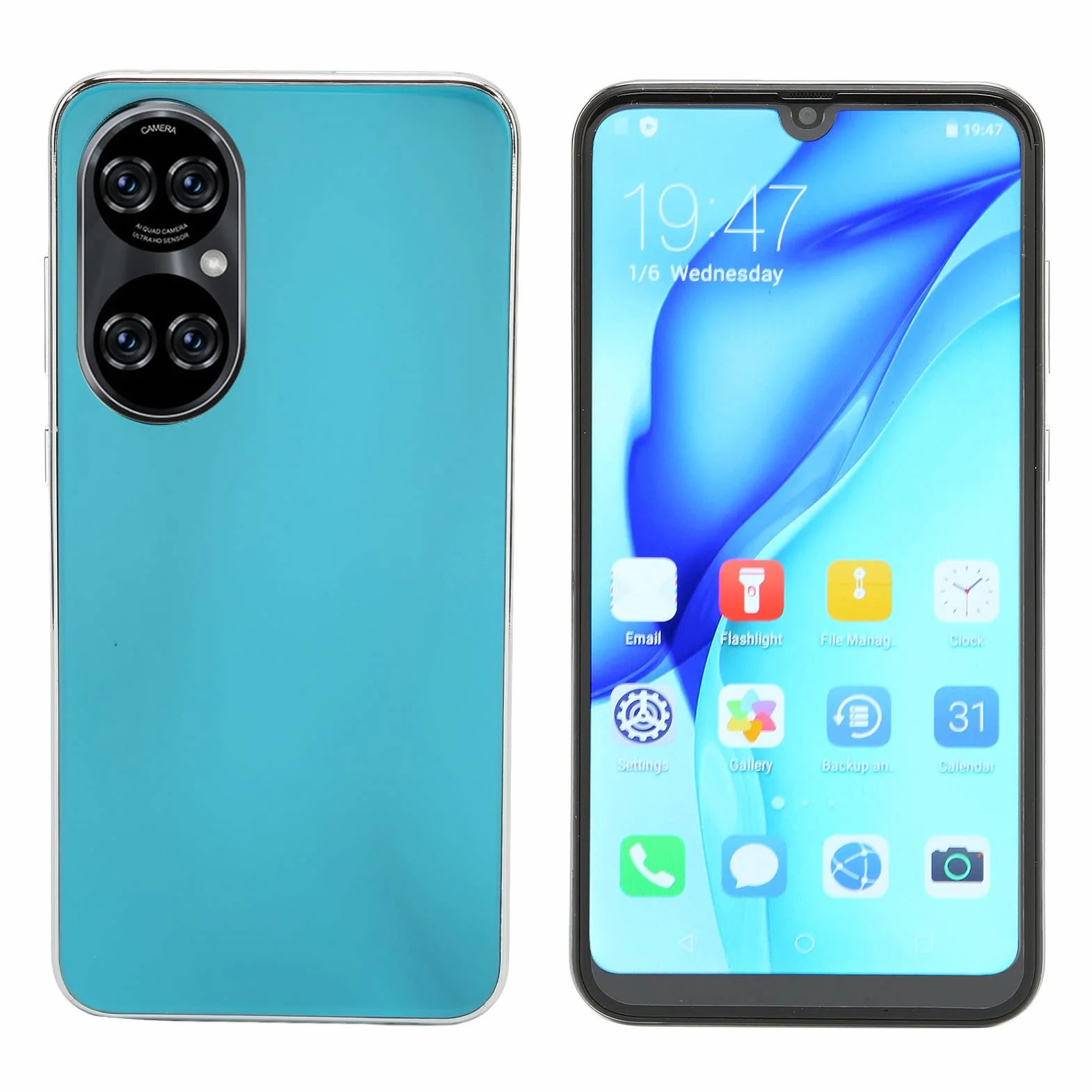 Telefon komórkowy, 100-240 V MT6580P Czterordzeniowy procesor 6,1 cala HD Rozpoznawanie twarzy Smartfon odblokowany do połączeń (Wtyczka UE)