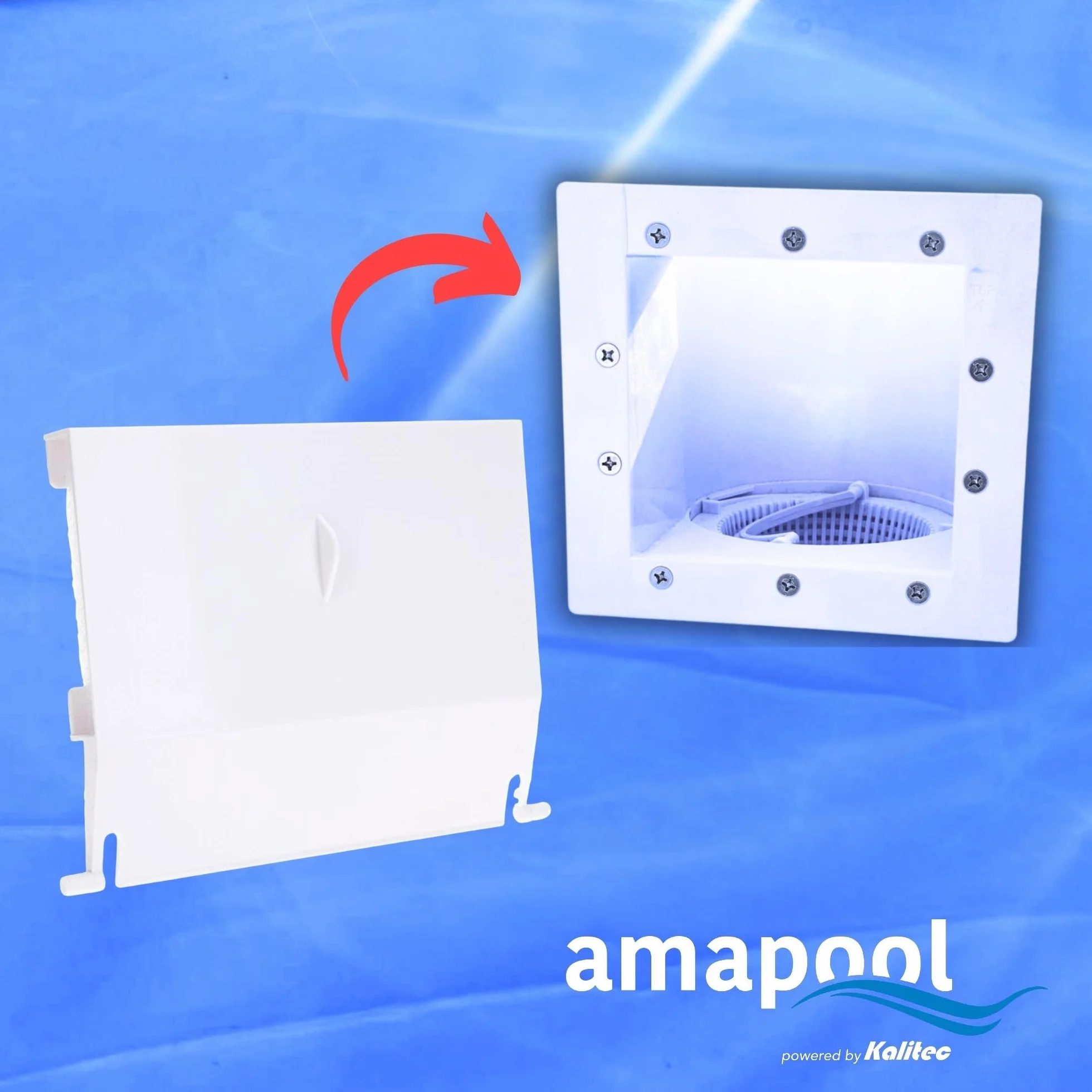 Amapool Klapka do skimmera zamienna 145 x 120 mm do standardowego skimmera - Biała część z tworzywa sztucznego - Do basenów wbudowanych i naziemnych