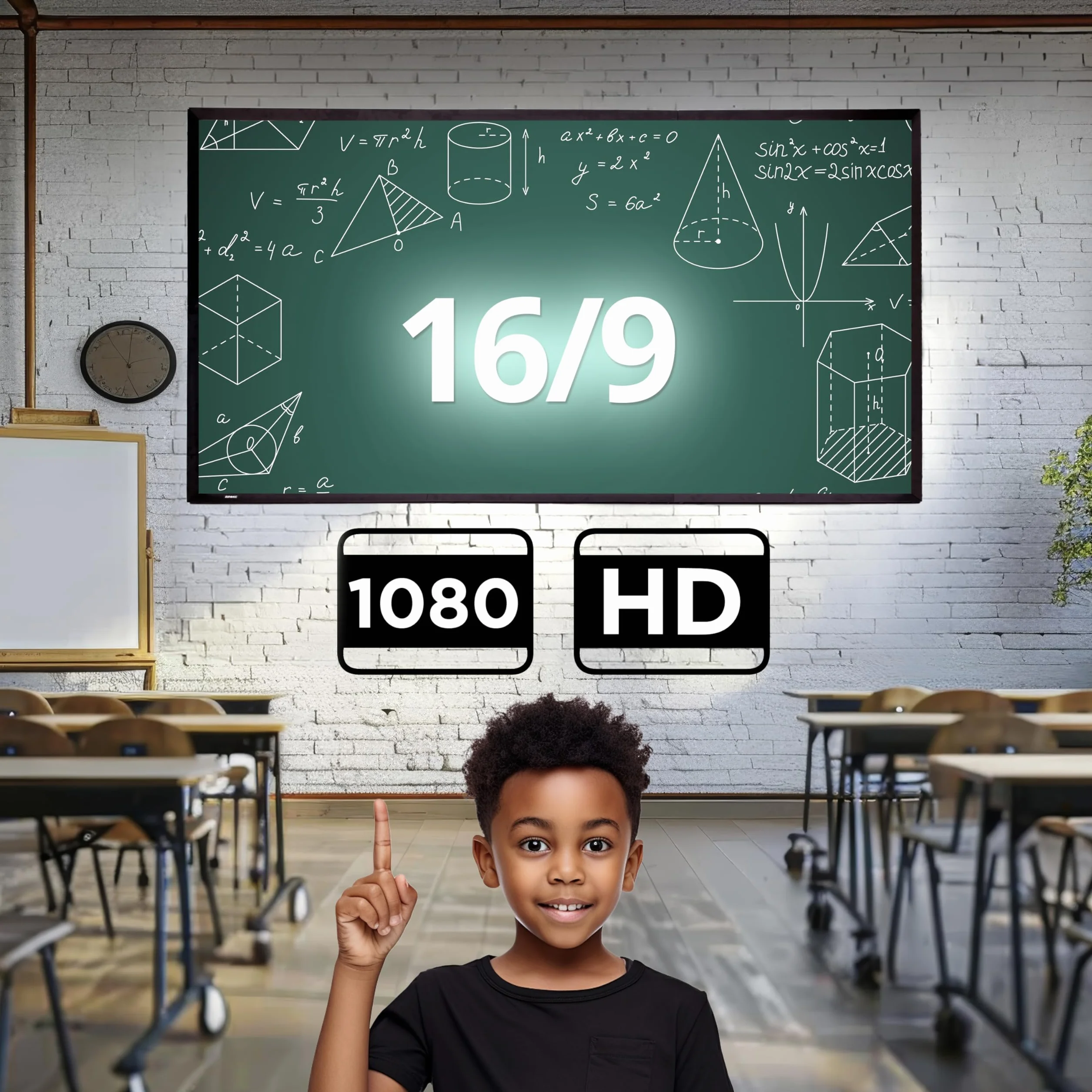 Duronic SFPS120 Ekran Projekcyjny 16:9 120 cali 4K Full HD 3D składany do montażu na ścianie, na kino domowe, biuro, szkoły, filmowe noce