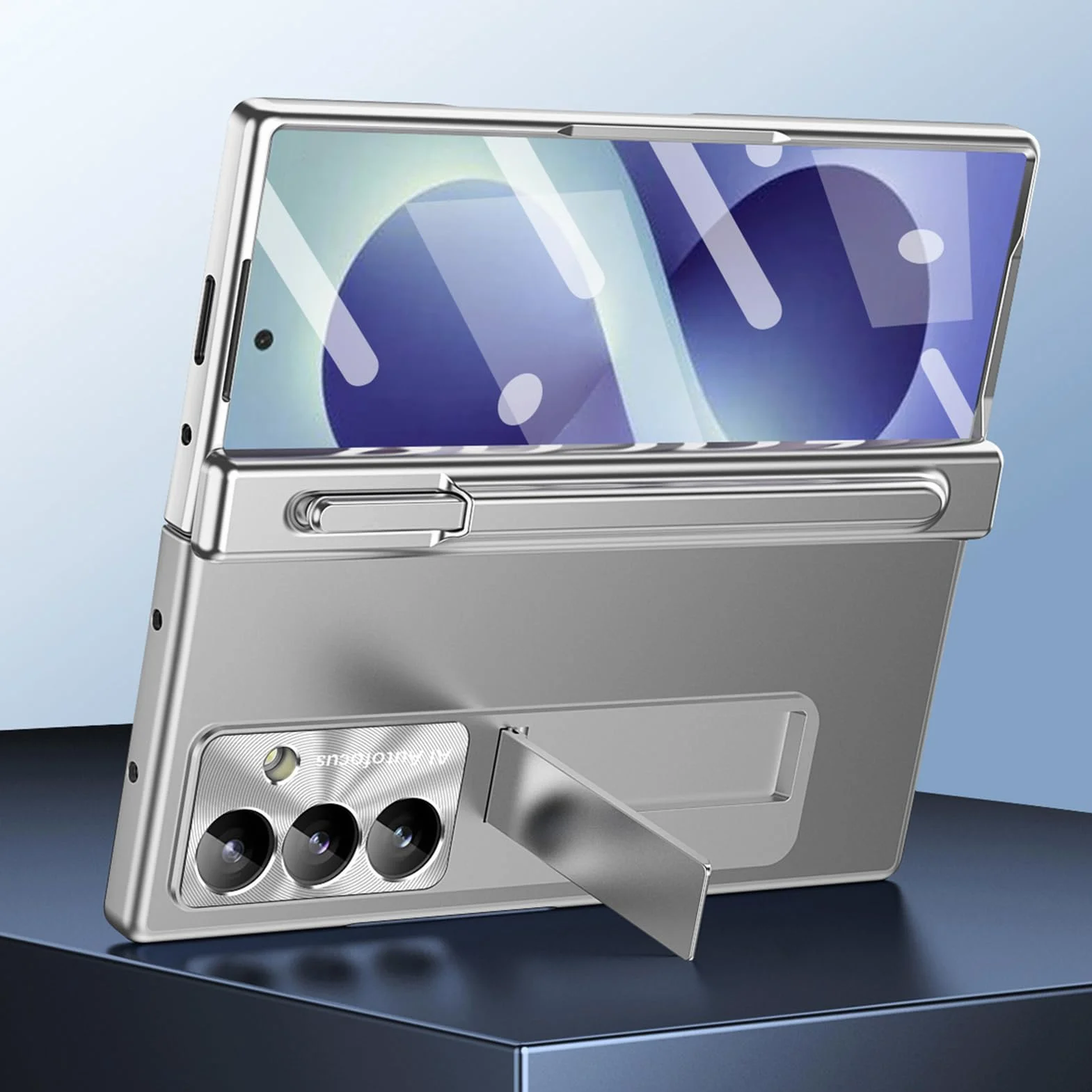 Poszycie etui do Samsung Galaxy Z Fold 8 Ultra, modny zawias uchwyt na długopis | Osłona ekranu ze szkła hartowanego Odporna na zarysowania osłona obiektywu Zawias podpórka