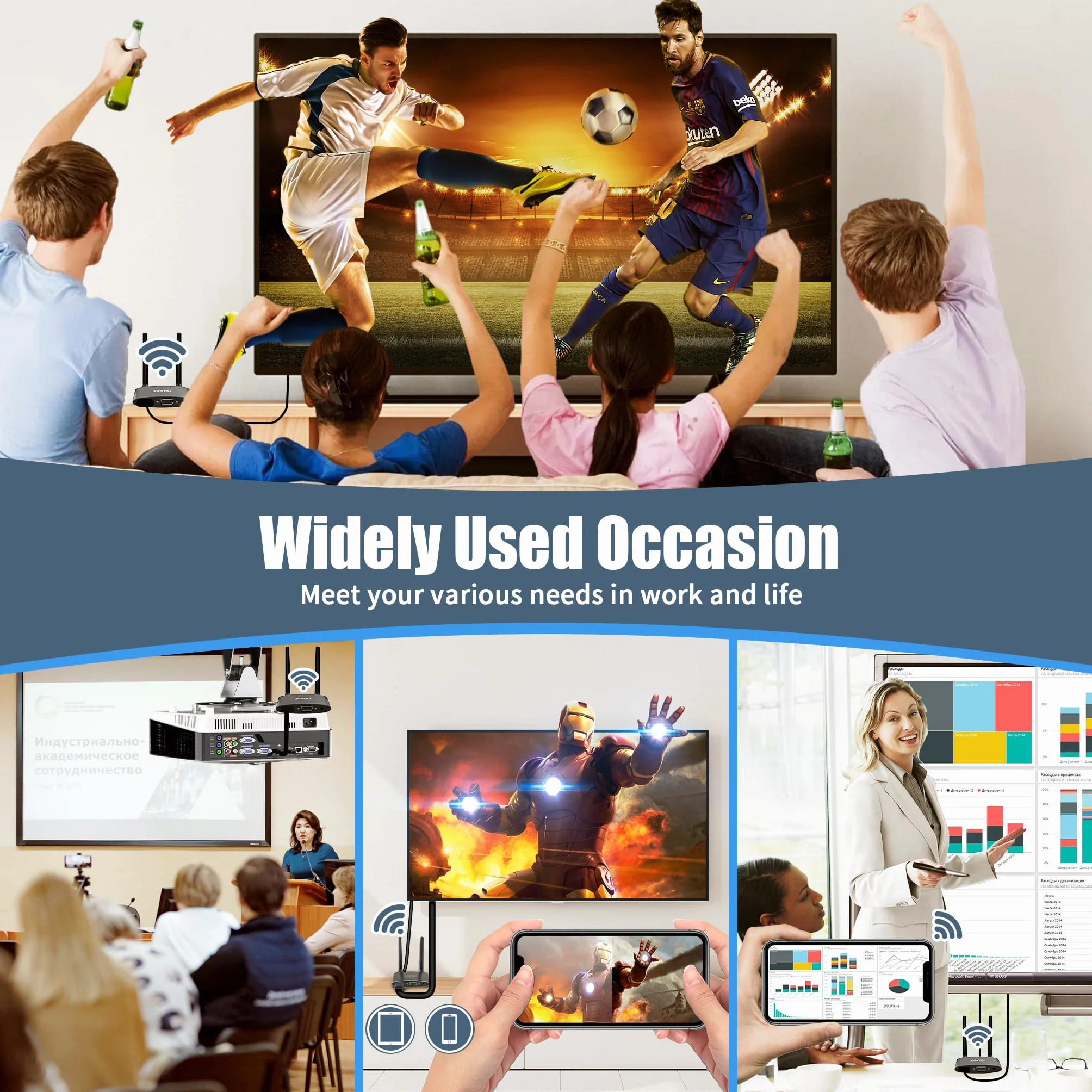 Bezprzewodowa transmisja radiowa HDMI 4K, USB C/HDMI, 5,8 G, bezprzewodowy transmiter 165 ft/50 m, do strumieniowego przesyłania wideo audio z laptopa, TV Box, kamery do projektora HDTV i monitorów