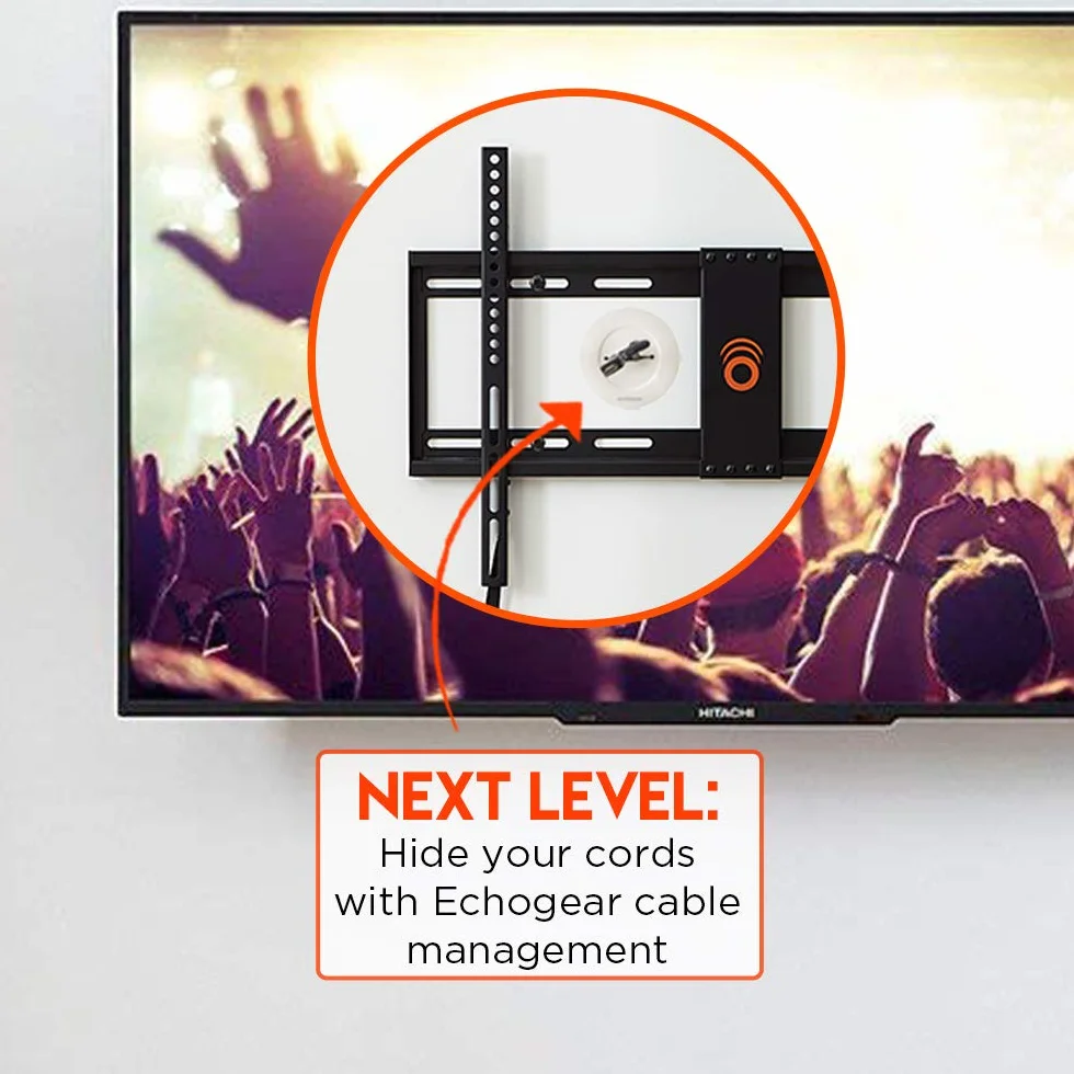 ECHOGEAR SlimView Uchwyt ścienny do telewizorów 32–80”, 3,2 cm, niski profil z systemem blokowania dostępu do kabli, dołączony sprzęt do samodzielnego montażu