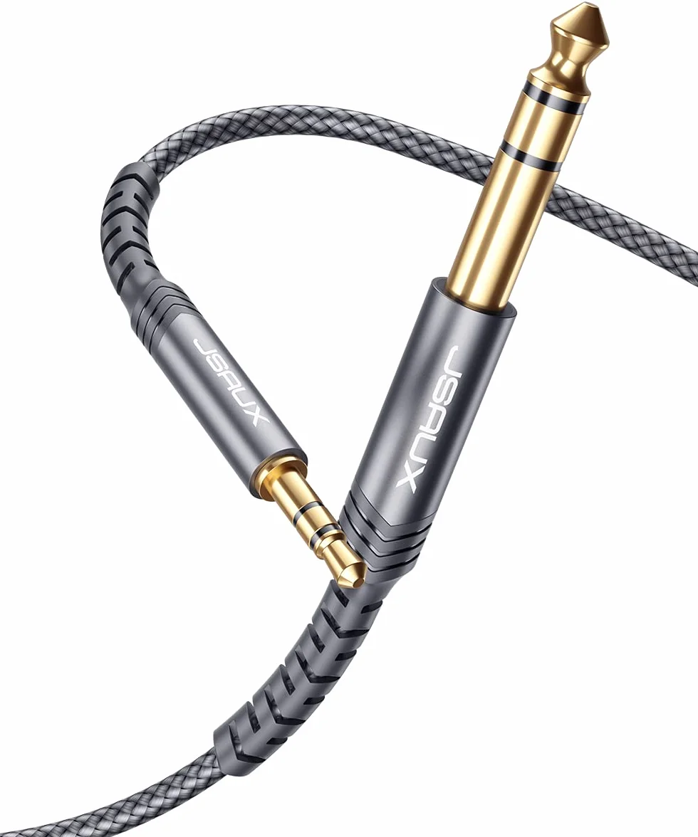 JSAUX Kabel jack 3,5 mm na 6,35 mm 3 m, pleciony nylonowy AUX Audio Stereo