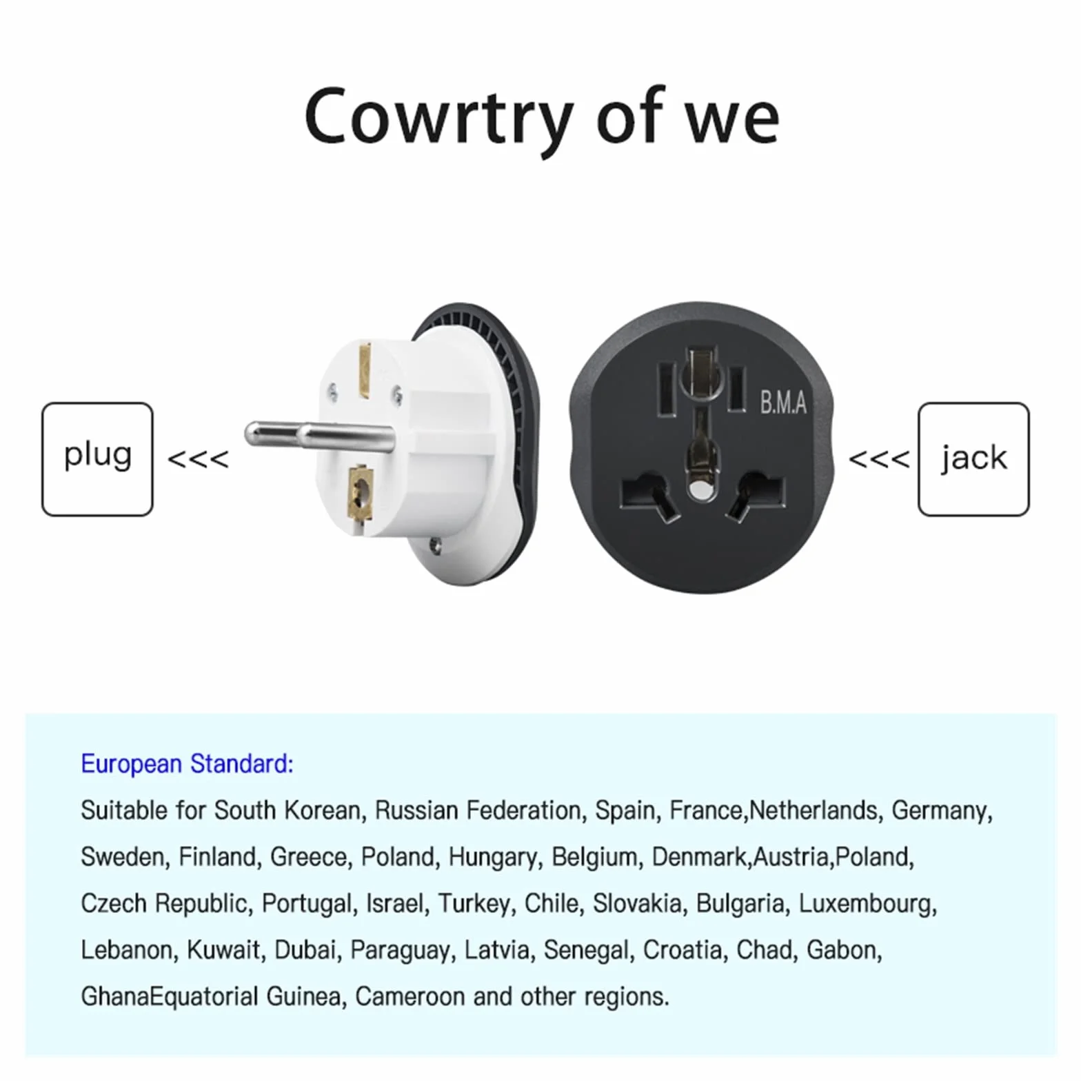 Uniwersalny konwerter wtyczki FR AU US UK do adaptera podróżnego ue wysokiej jakości adapter wtyczki domowej 16A 250V ścienne gniazdo elektryczne (Size : 110-250V, Color : Travel adapter B 20)
