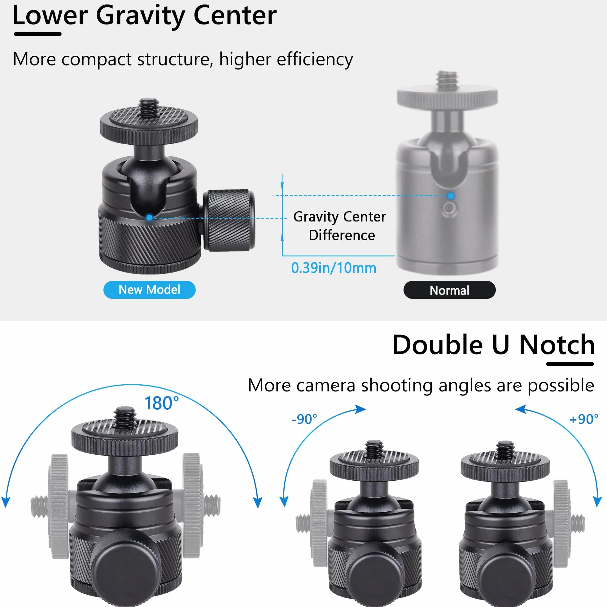 ARTCISE Mini głowica kulowa statywu do obróbki CNC – przenośna głowica obrotowa ze stopu aluminium 360 do telefonu i aparatu świetlnego, maksymalne obciążenie 3 kg