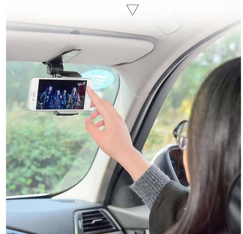 Smartfon Uchwyt Do Samochodu Uniwersalny uchwyt na telefon komórkowy uchwyt na parasolkę samochodową obrót o 360 stopni Auto osłona przeciwsłoneczna uchwyt na telefon Wspornik Nawigacyjny