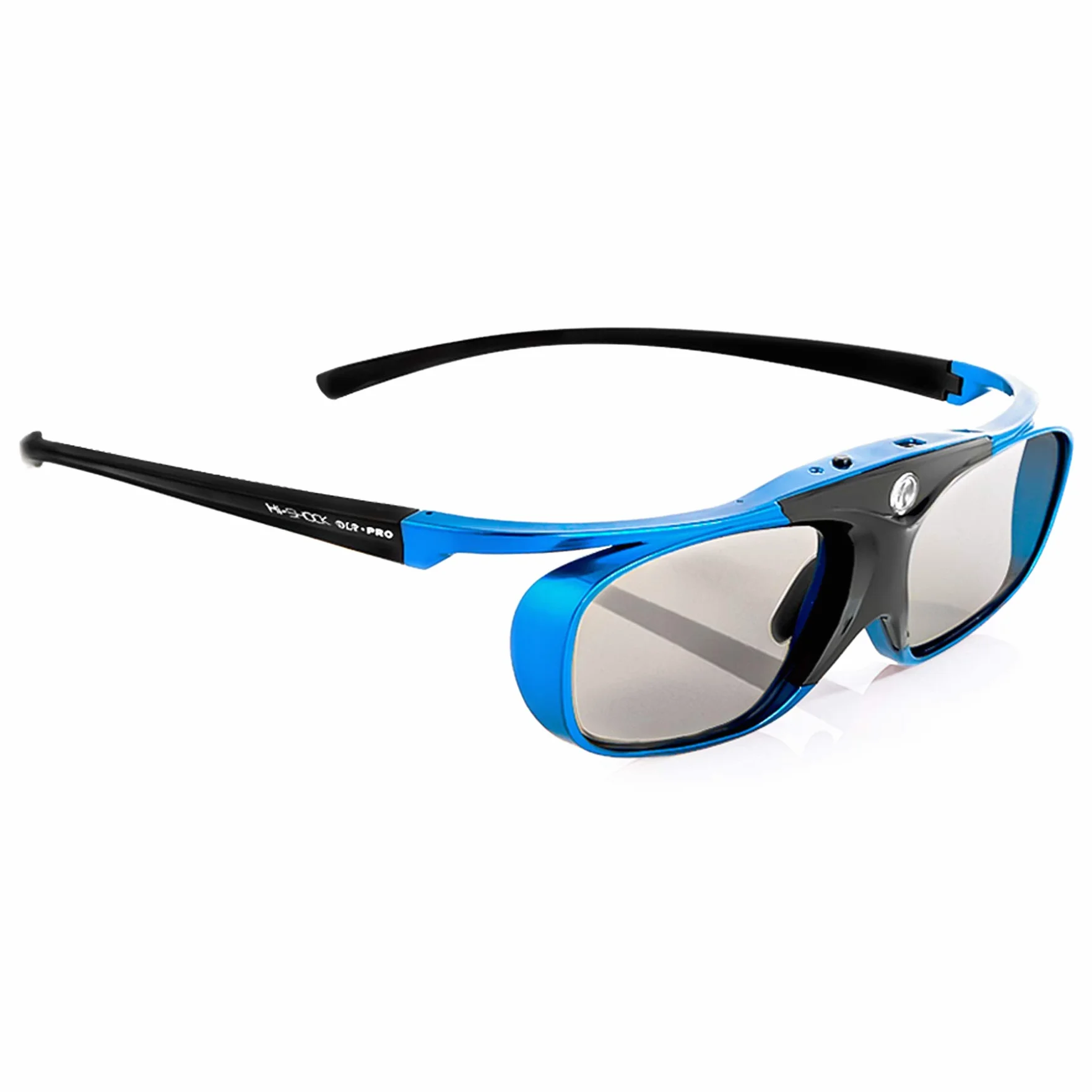 2 x Hi-SHOCK DLP Pro Blue Heaven okulary DLP Link 3D do projektora 3D DLP firmy Acer, BenQ, Largo, Optoma, Viewsonic, LG [okulary migawki | 96-144 Hz | do ponownego ładowania | 32 g | DLP Link |