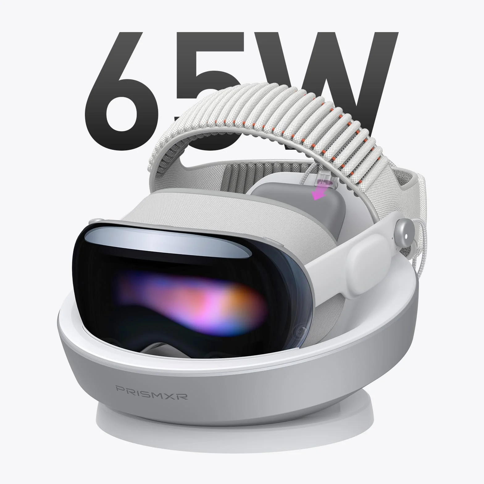 PRISMXR Stacja ładująca do Vision Pro 65 W Fast Charge z ładowarką USB-C i kablem, stacja ładująca VR Vision Pro (Carina D1)