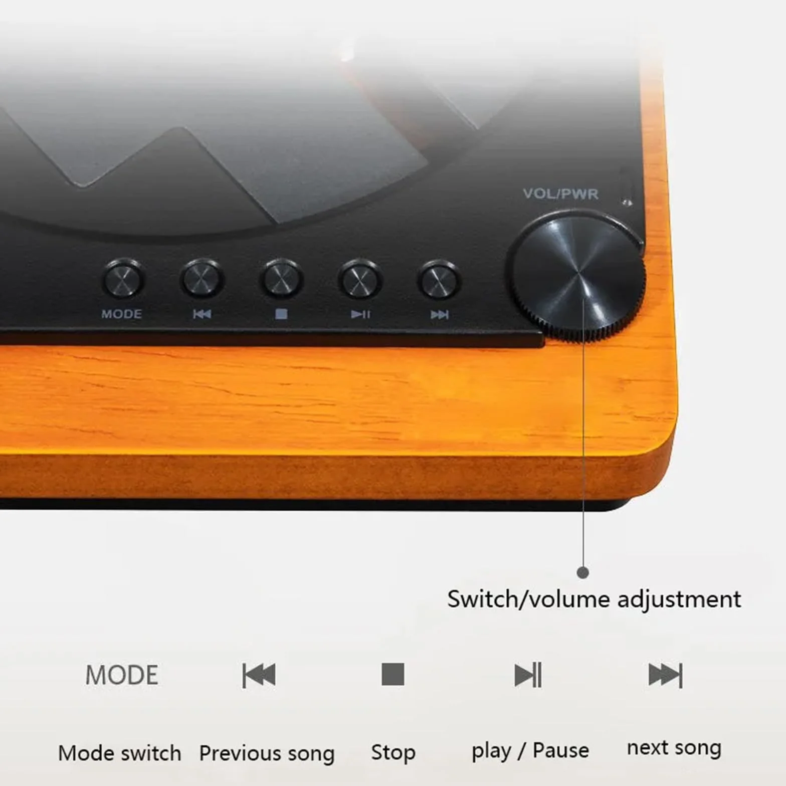 Odtwarzacz CD z Bluetooth 4.2, Vintage Wooden Turntable Style, HiFi Speakers, USB i wyjście optyczne, Wyświetlacz LCD, Przenośny słuchacz muzyki dla Home Audio