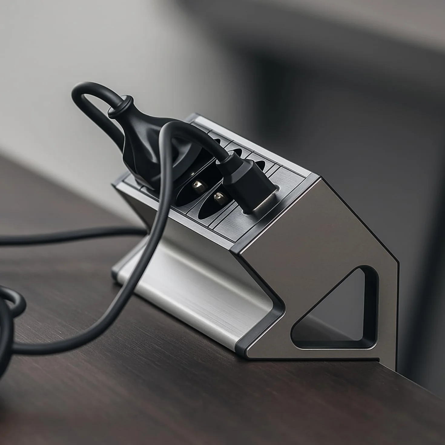 Aluminiowa listwa zasilająca z 3 gniazdami, USB, montaż zaciskowy, kabel zasilający