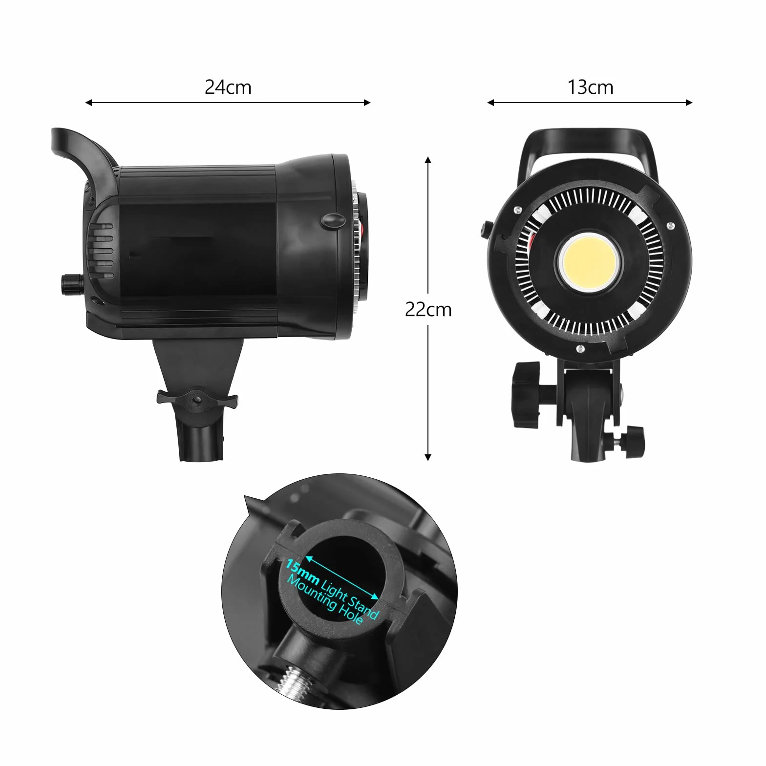 Andoer LM60Bi studyjna lampa błyskowa Studio Flash Strobe Blitz Light 135 W, lampa studyjna 3000 K-5600 K, przyciemniane światło ciągłe z uchwytem Bowens i pilotem zdalnego sterowania