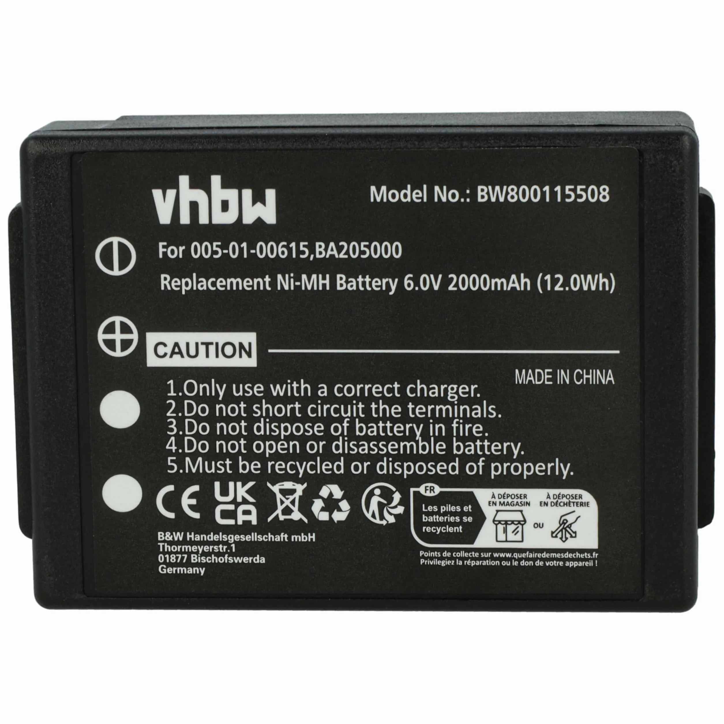 vhbw 5 x akumulator zastępuje HBC 005-01-00615, BA205000, BA206000, BA205030 do sterowania radiowego, pilot zdalnego sterowania (2000 mAh, 6V, NiMH) - czarny