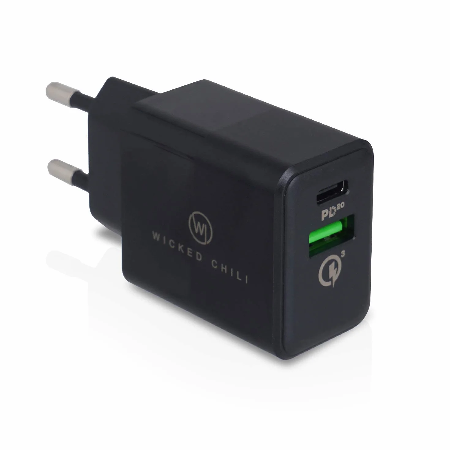 Wicked Chili 2X 20W Dual USB Wall Charger USB-A QC 3.0 + USB-C PD 3.0 - Zestaw 2 szybkich ładowarek, 2 podwójne porty adapterów ładowania kompatybilny z Xiaomi, Samsung, iPhone 13, Magsafe Charger