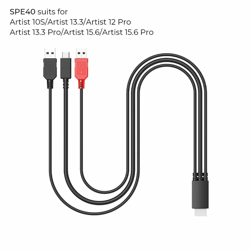 Kabel 3 w 1 kompatybilny z XPPen Artist12 Pro, Artist13.3Pro, Artist13.3Pro V2, Artist15.6 Pro V2, Artist15.6 Pro 3 w 1 tablety ołówkowe do rysowania, pasuje tylko do XPPen