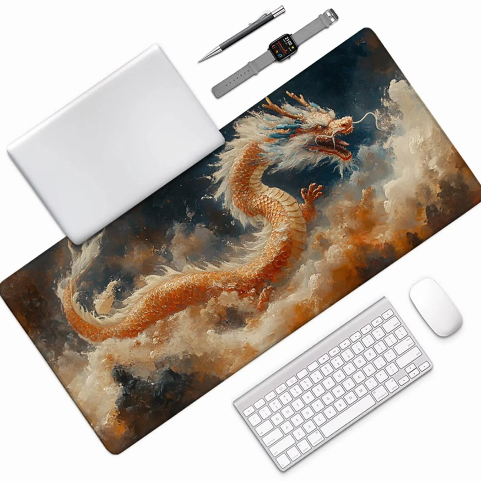 Podkładka pod mysz XXL DragoN, podkładka pod mysz w chmurze 1000x500x3 mm, podkładka pod mysz do gier z gumową podstawą, poprawa dokładności i szybkości, duża podkładka na biurko, do biura PC Gamer 0