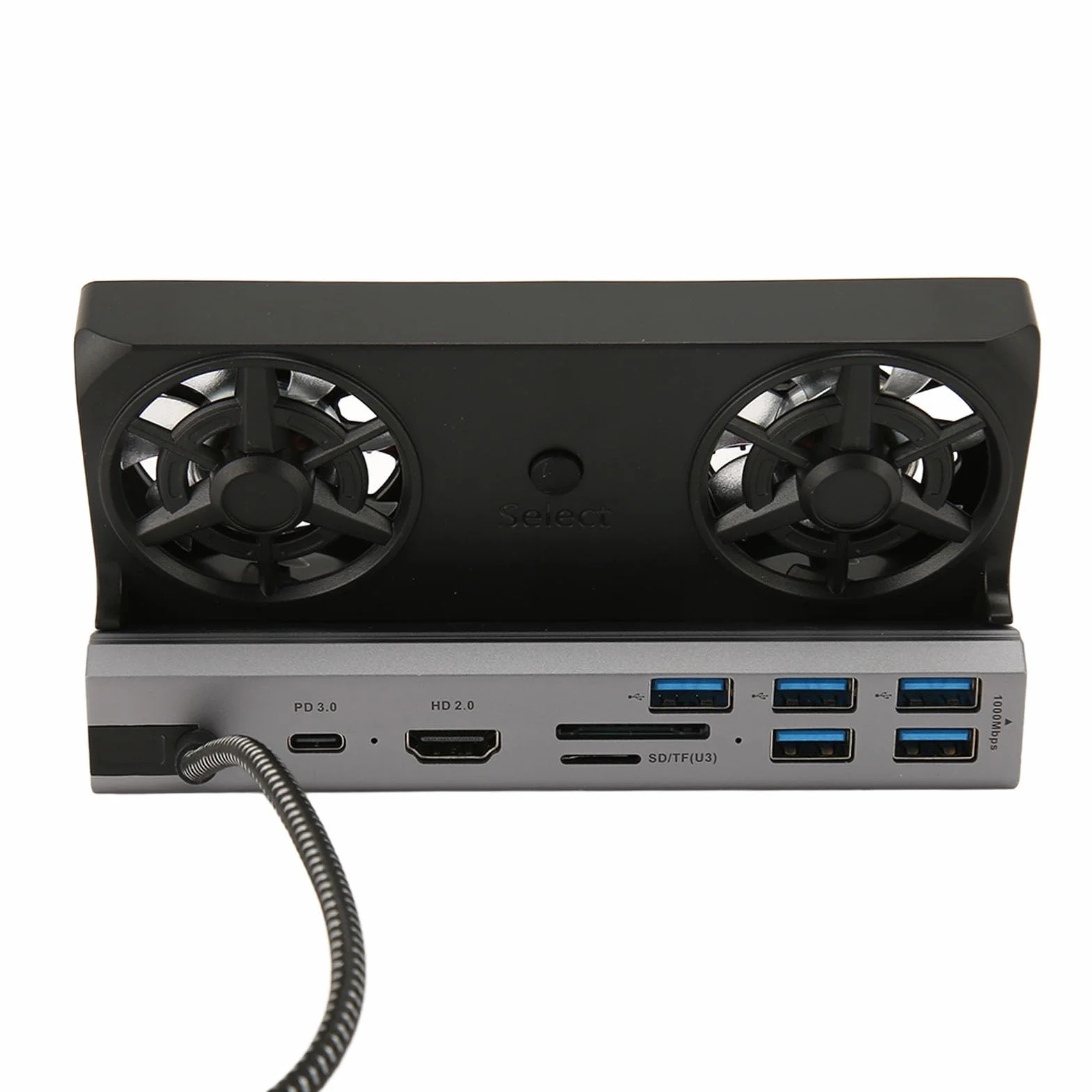 Fockety Stacja Dokująca 10 W 1 do Stacji Parowej z 5 Podwójnymi Wentylatorami Chłodzącymi USB 3.0 2.0. Ładowanie 4K Przy 60 Hz PD 100 W, Dotyczy Rog Ally