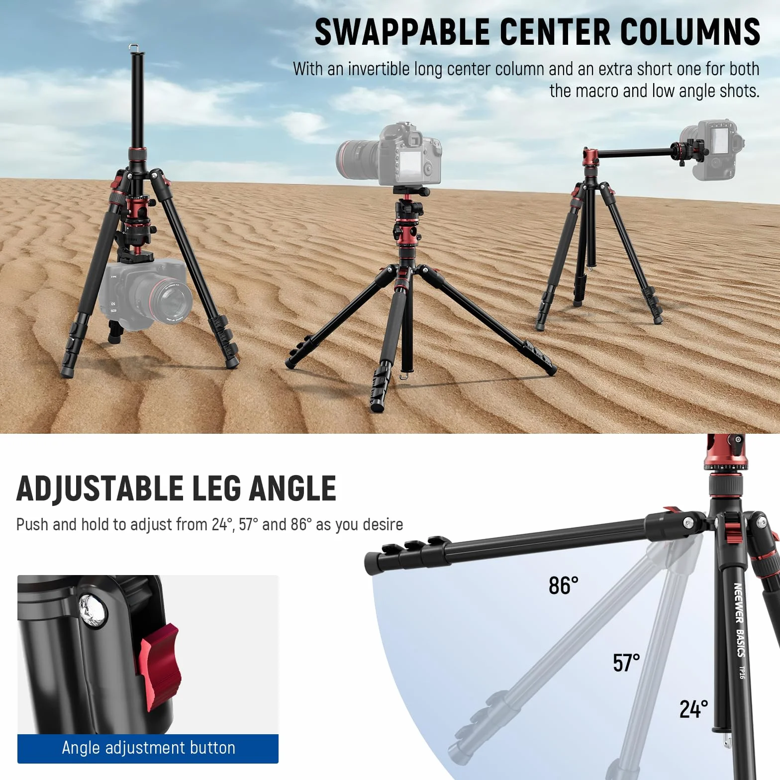 NEEWER BASICS 180.1 cm statyw monopod z kolumną środkową i głowicą kulową, stojak do szybkiego zwalniania lustrzanki cyfrowej, kompatybilny z nagrywaniem wideo w podróży przez telefon, maksymalne