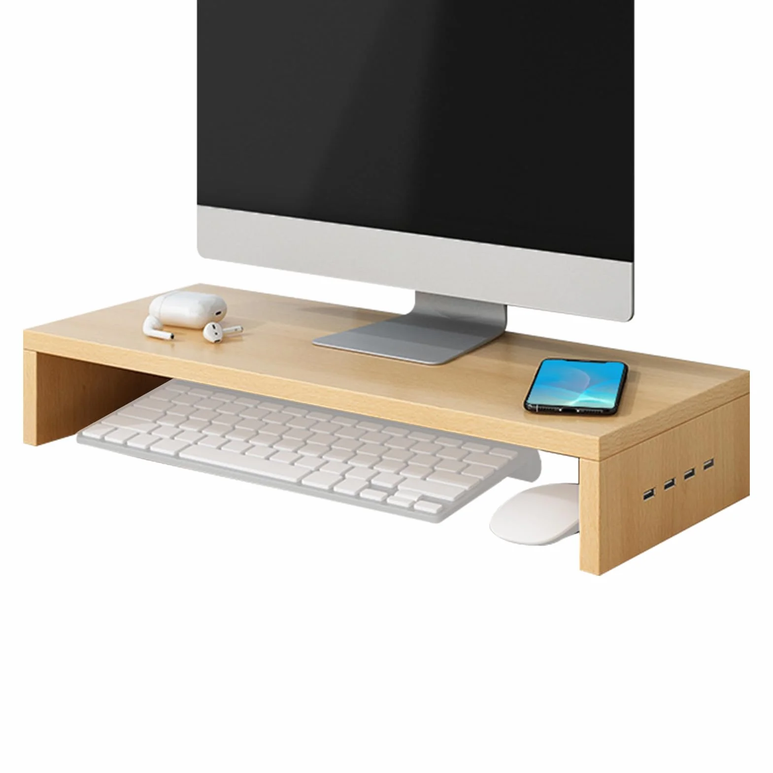 monitor biurko – wzmacniacz z 4 portami USB | monitor biurkowy pó?ka laptopa, do pracy, nauki, gier, artyku?y pa, akcesoria cyfrowe, klawiatura, drukarka