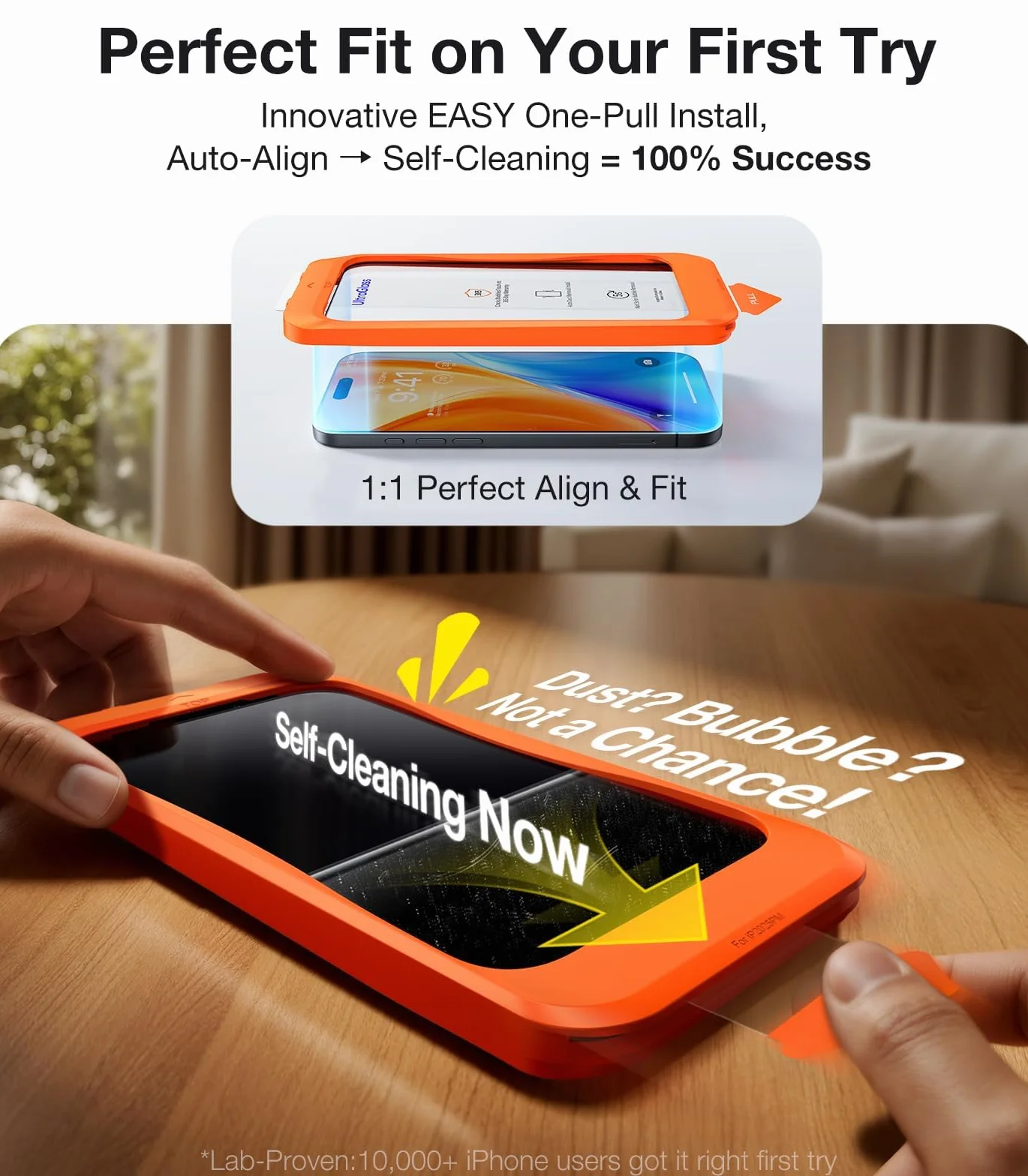 UltraGlass Unbreak Top szkło 9H+ do iPhone'a 16 Pro ochraniacz ekranu 16.0 cm (12FT klasy wojskowej) szkło hartowane 16 Pro (najdłuższe trwałe) pełne pokrycie 16Pro, 2 sztuki
