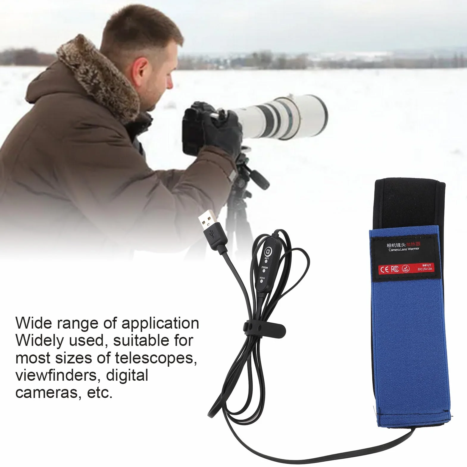 Podgrzewacz Obiektywu USB, Podgrzewacz Obiektywu z 3 Regulacjami Temperatury, Pasek Podgrzewacza Rosy Zapobiega Rosie, Mgle i Kondensacji w Astrofotografii Aparatem Teleskopowym