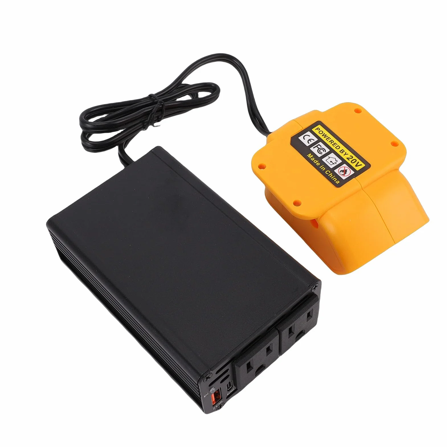 Generic Inwerter Akumulatorowy o Mocy 300 W z 2 Gniazdami Prądu Przemiennego i 1 Portem USB A Pasuje do Akumulatora Konwertuje Zasilanie 18 V na Napięcie 110 V AC Idealny do Wycieczek Samochodowych