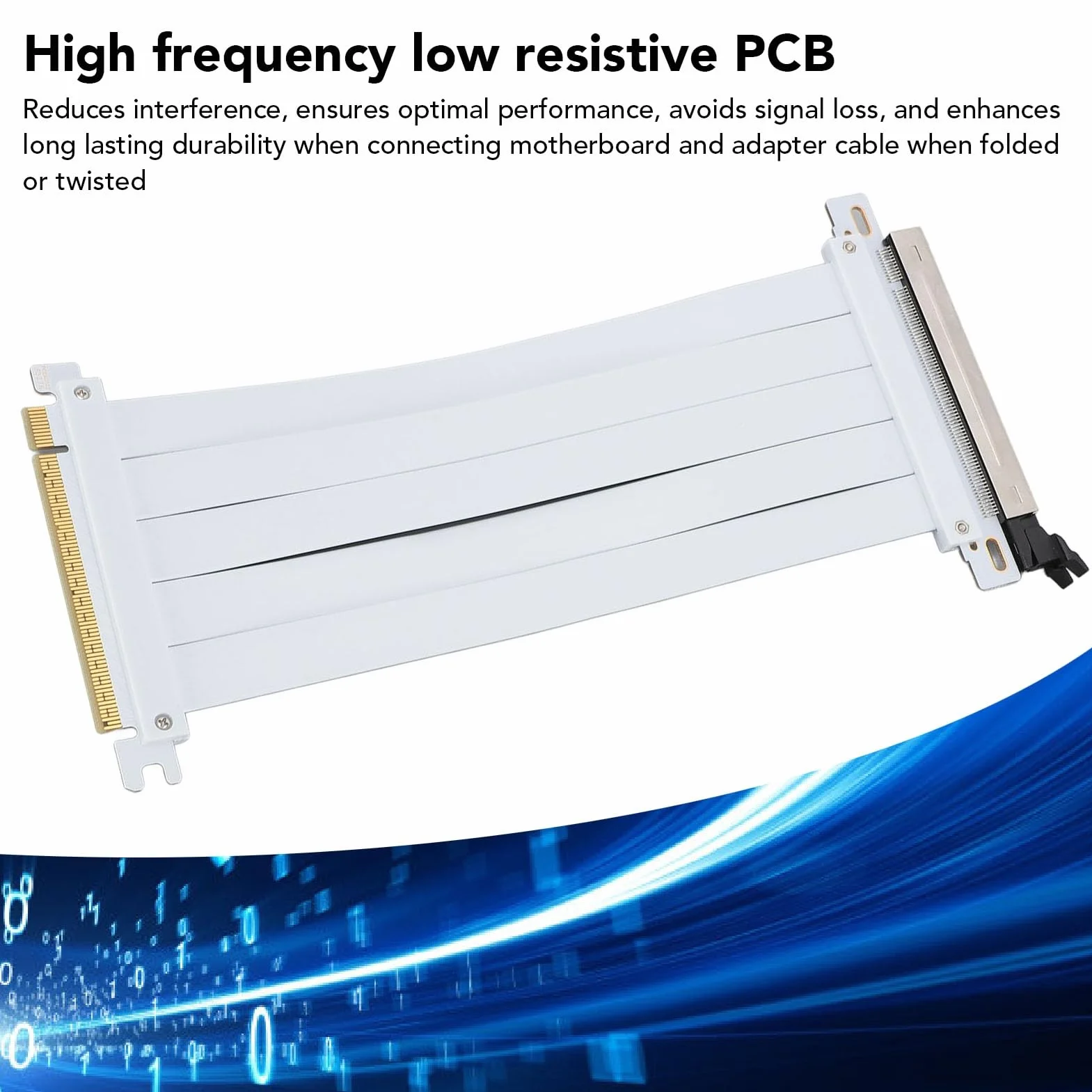 Kabel Riser PCIE 4.0 X16, Biały Adapter Przedłużający GPU 128 Gb/s, Kompatybilny z RTX4090 (ti) i RX8900 (xt), do Obudów Komputerów PC, Serwerów, Gier, z unikalną osłoną Kabla