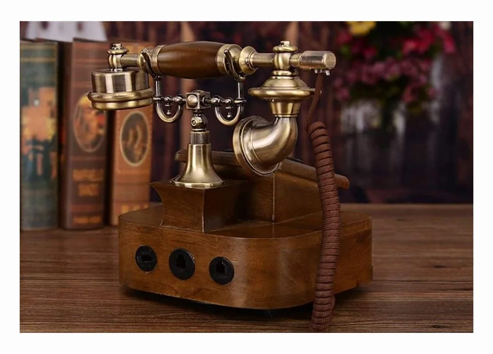 Telefon domowy Telefon z litego drewna Telefon stacjonarny Ekskluzywny europejski Antyczny telefon retro Telefon domowy
