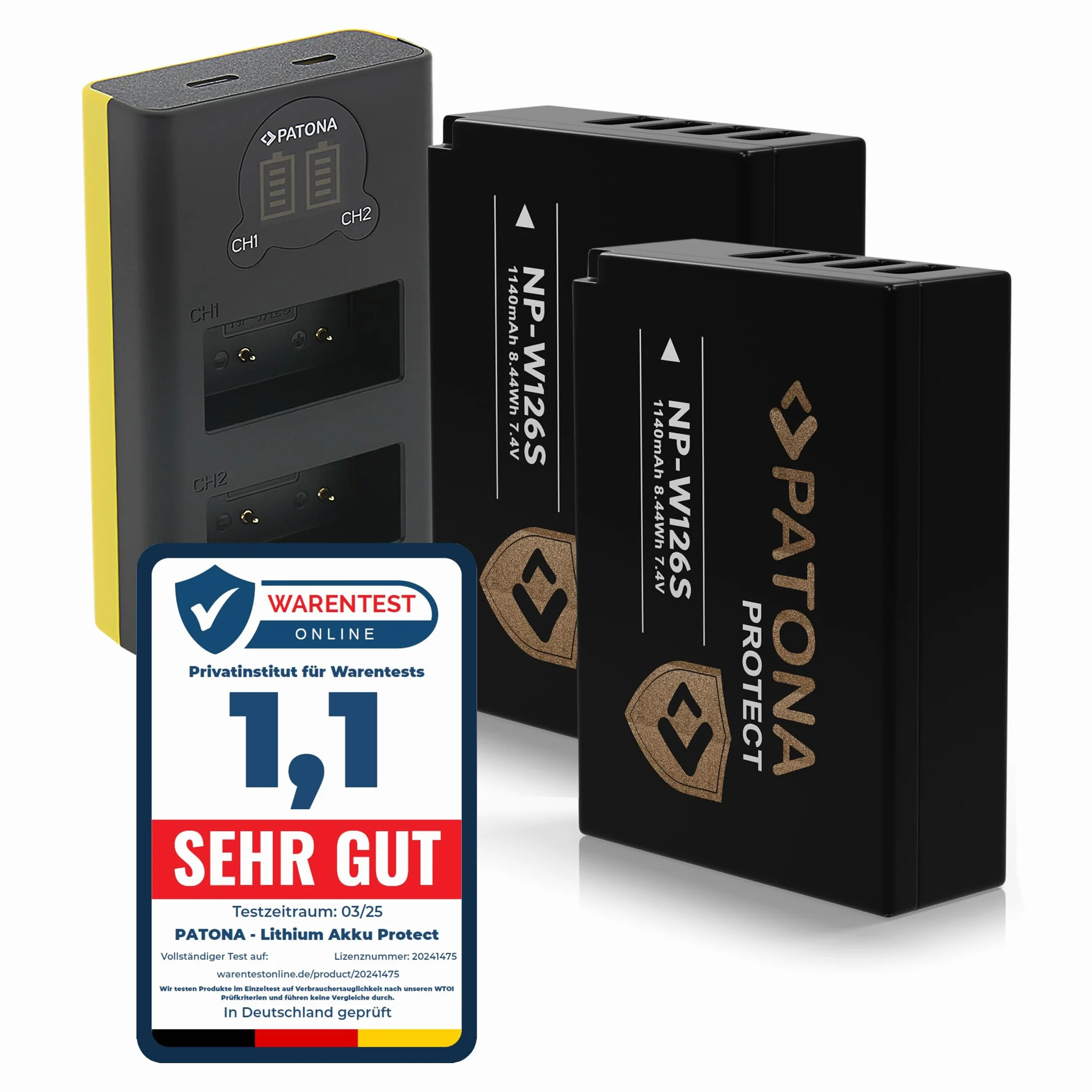 PATONA Zestaw Dual LCD Ładowarka USB-C z 2X NP-W126S Protect 1210mAh | Kompatybilny z Fujifilm FinePix X-M5 X-M1 X100F X100V XT3 XA3 XA5, akumulator zamienny z NTC-Sensor i etui ochronnym