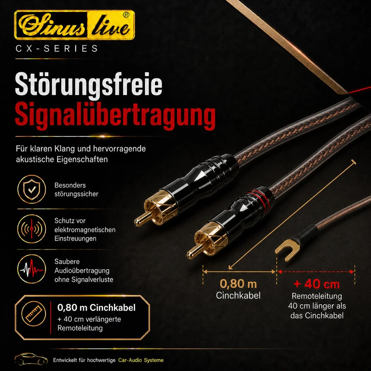 Sinuslive CX-08 kabel RCA 0,80 m