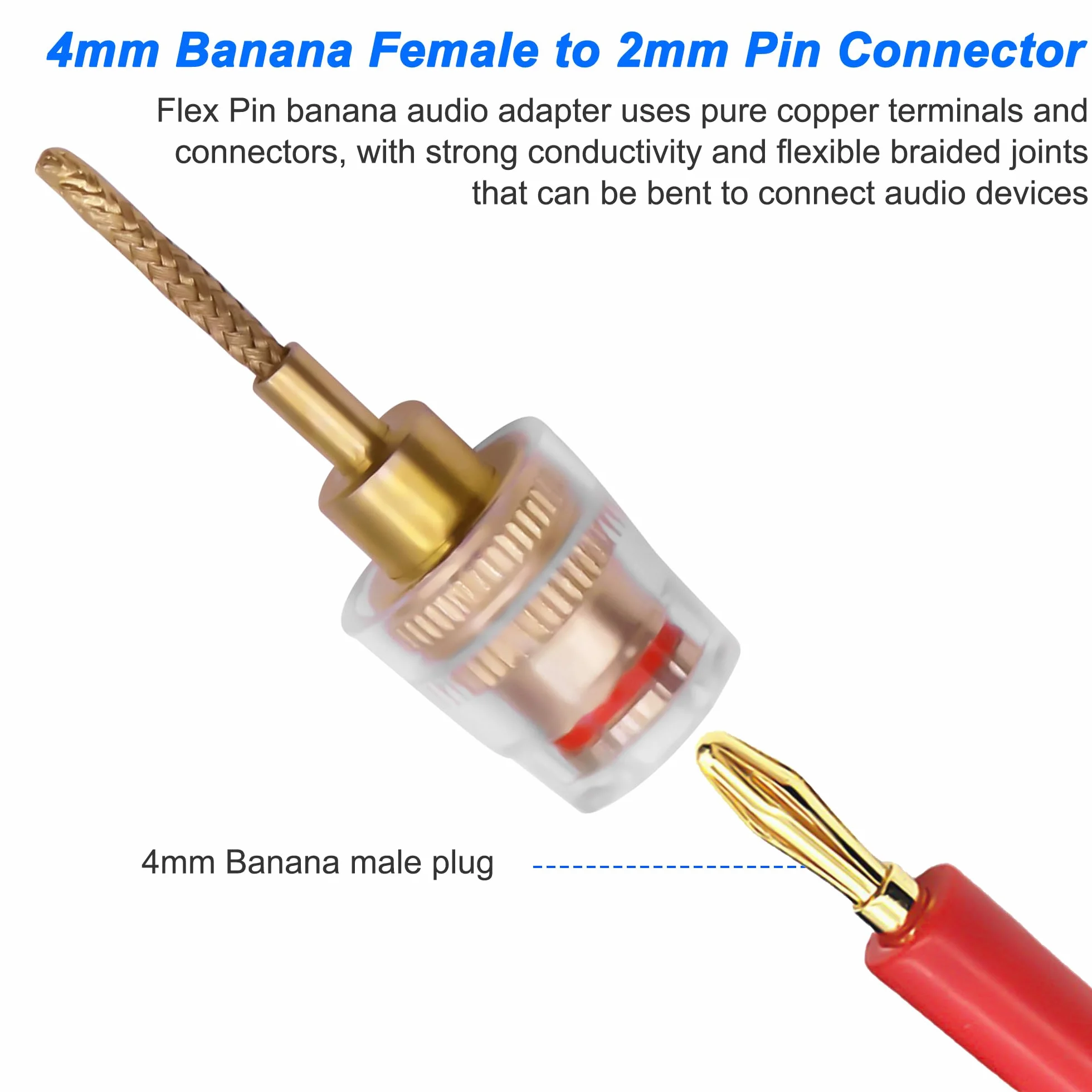 XMSJSIY 4 mm żeńskie złącze bananowe do adaptera audio HiFi audio czarno-czerwone, złącze bananowe do wzmacniacza i głośnika