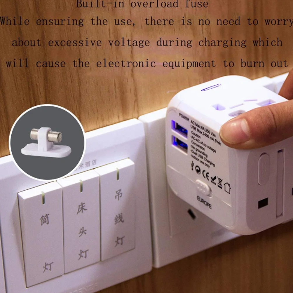 Przenośny Travel International Carging Conversion Soiceniversal Adapter podróży, Universal Plug Socket Power Converter (Color : C, Rozmiar : 4usb (5.5 * 6.5 * 5cm))