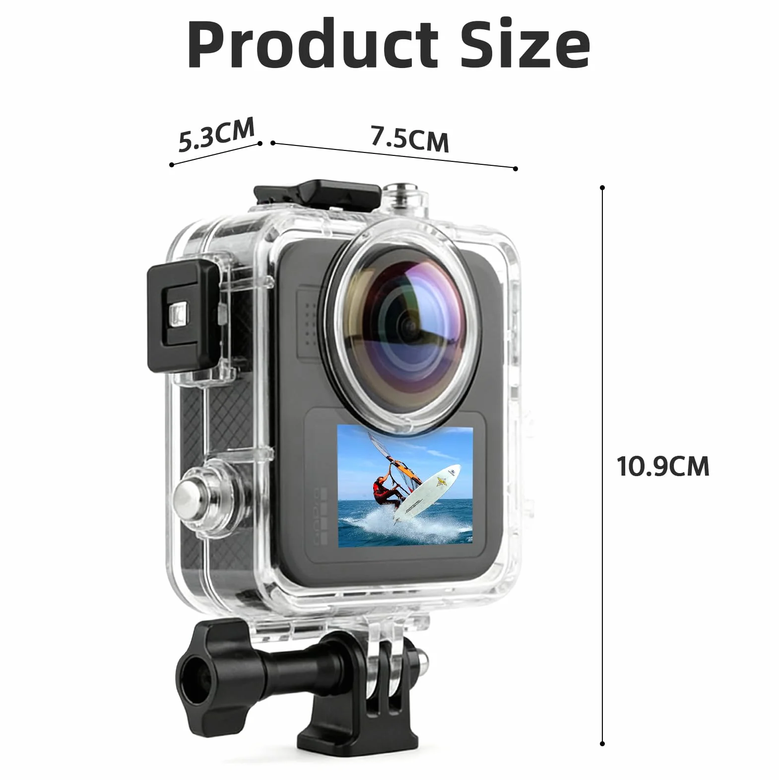 Wodoszczelna obudowa 50 m do GoPro MAX 2, powłoka do nurkowania głębinowego z potrójną uszczelką, wysoce przezroczysty obiektyw do pływania, nurkowania, surfowania