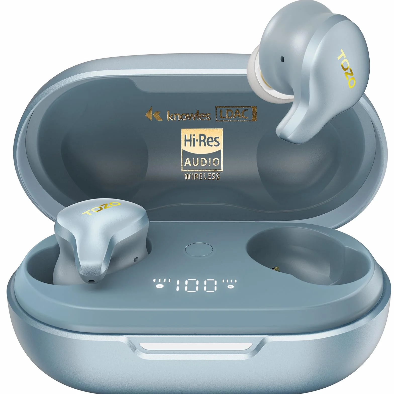 TOZO Golden X1 Bezprzewodowe słuchawki douszne Bluetooth, przetwornik Balanced Armature Driver i hybrydowy przetwornik dynamiczny OrigX Pro, LDAC i redukcja szumów Hi-Res Audio, Niebieski