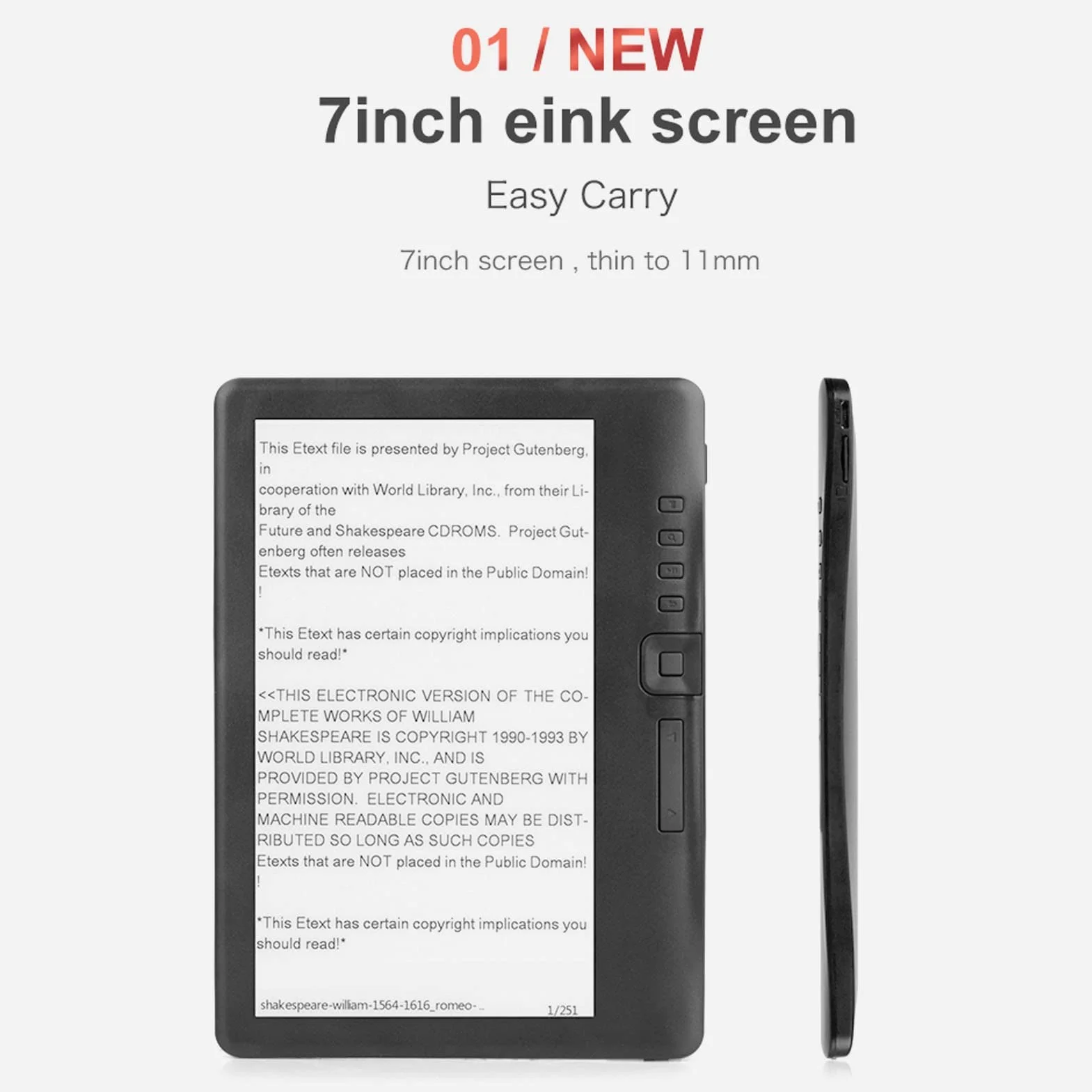 Czytnik E, 7-Calowy Kolorowy Czytnik TFT LCD 16: 9 Urządzenia Z Czarnym Etui Ochronnym, Przyciski Nawigacyjne HD 800X480 Przenośny Czytnik E Dla EPUB PDF TXT(16GB)