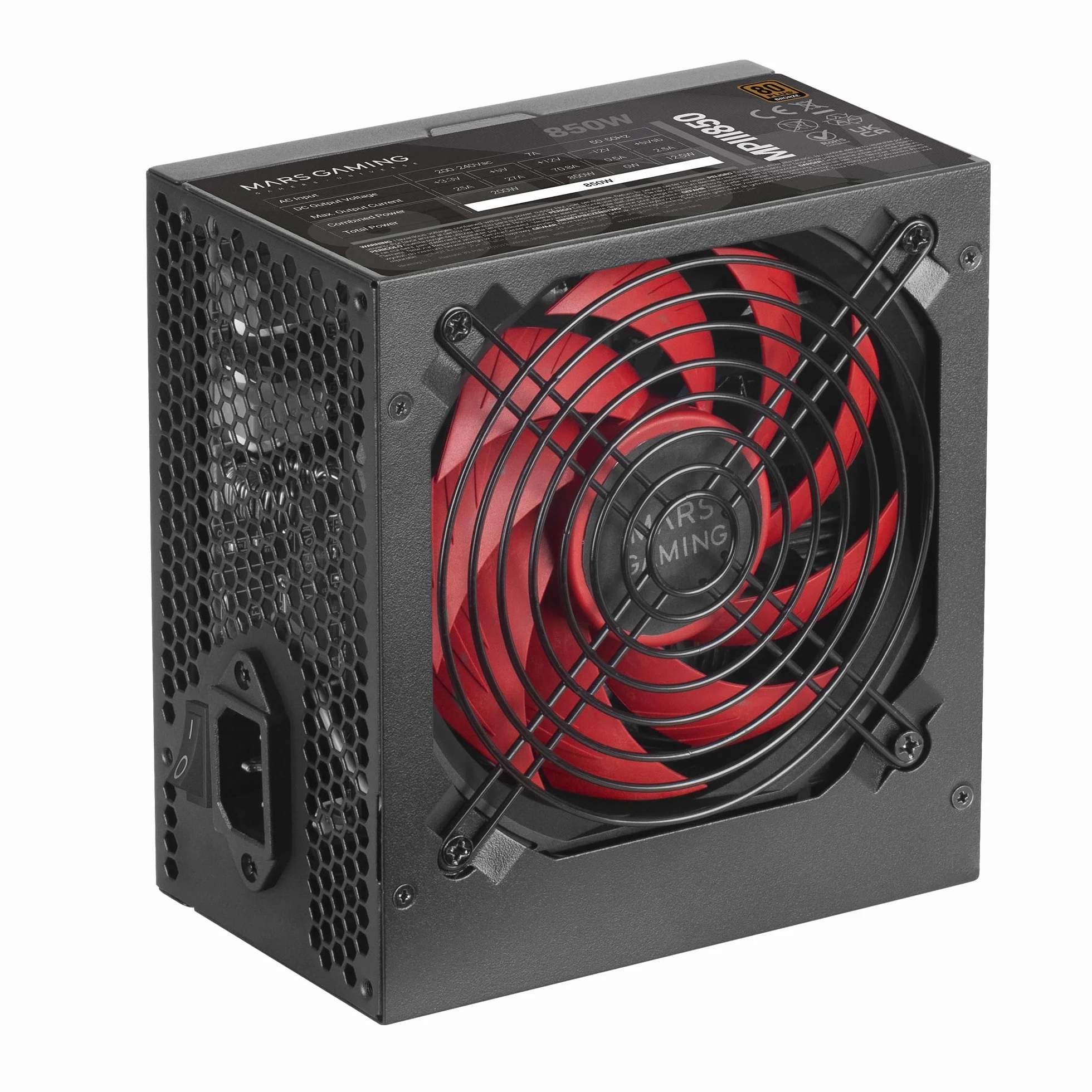 Mars Gaming MPIII850 ATX 850W Zasilacz, 80 Plus Bronze, Czarny