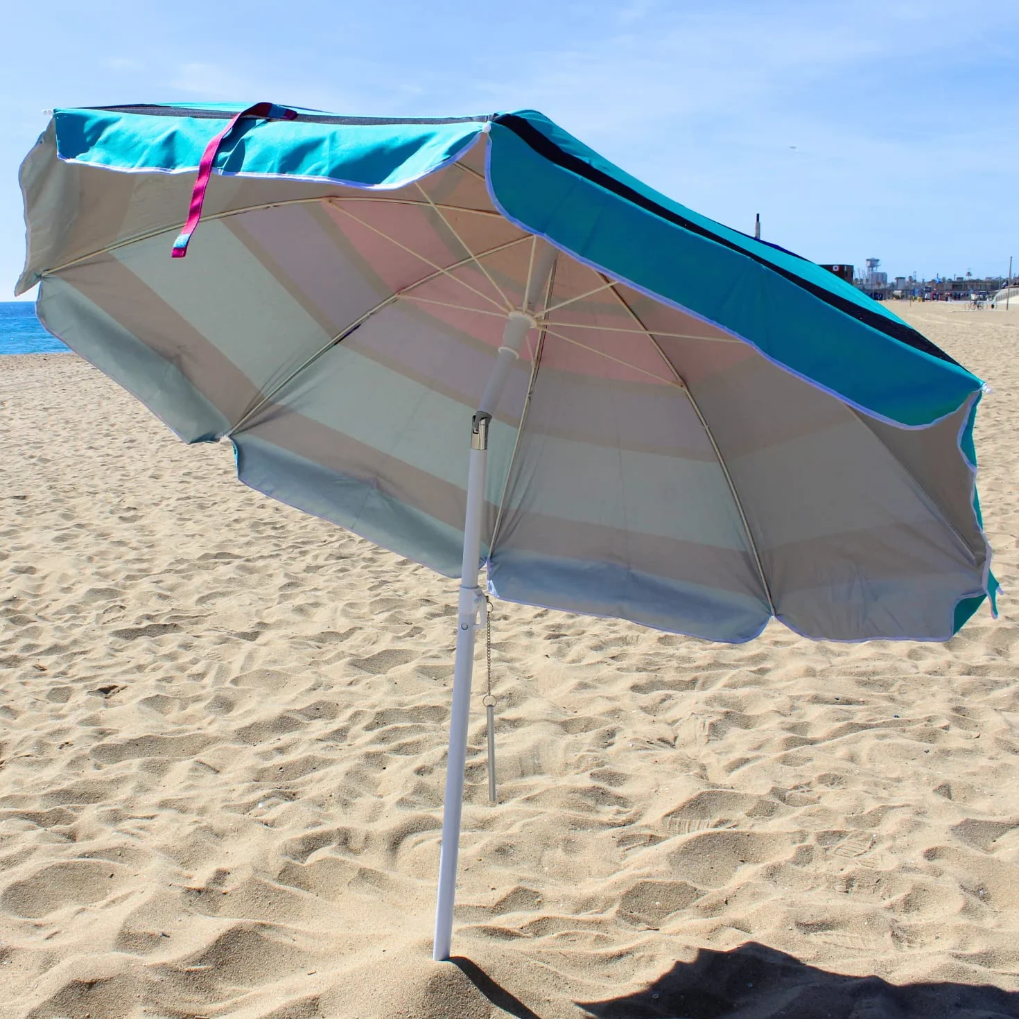 SUN & SURF Parasol plażowy PREMIUM z wentylacją 180 cm nachylona końcówka TWISTER i podwójne uszczelnienie UPF 50+ UV