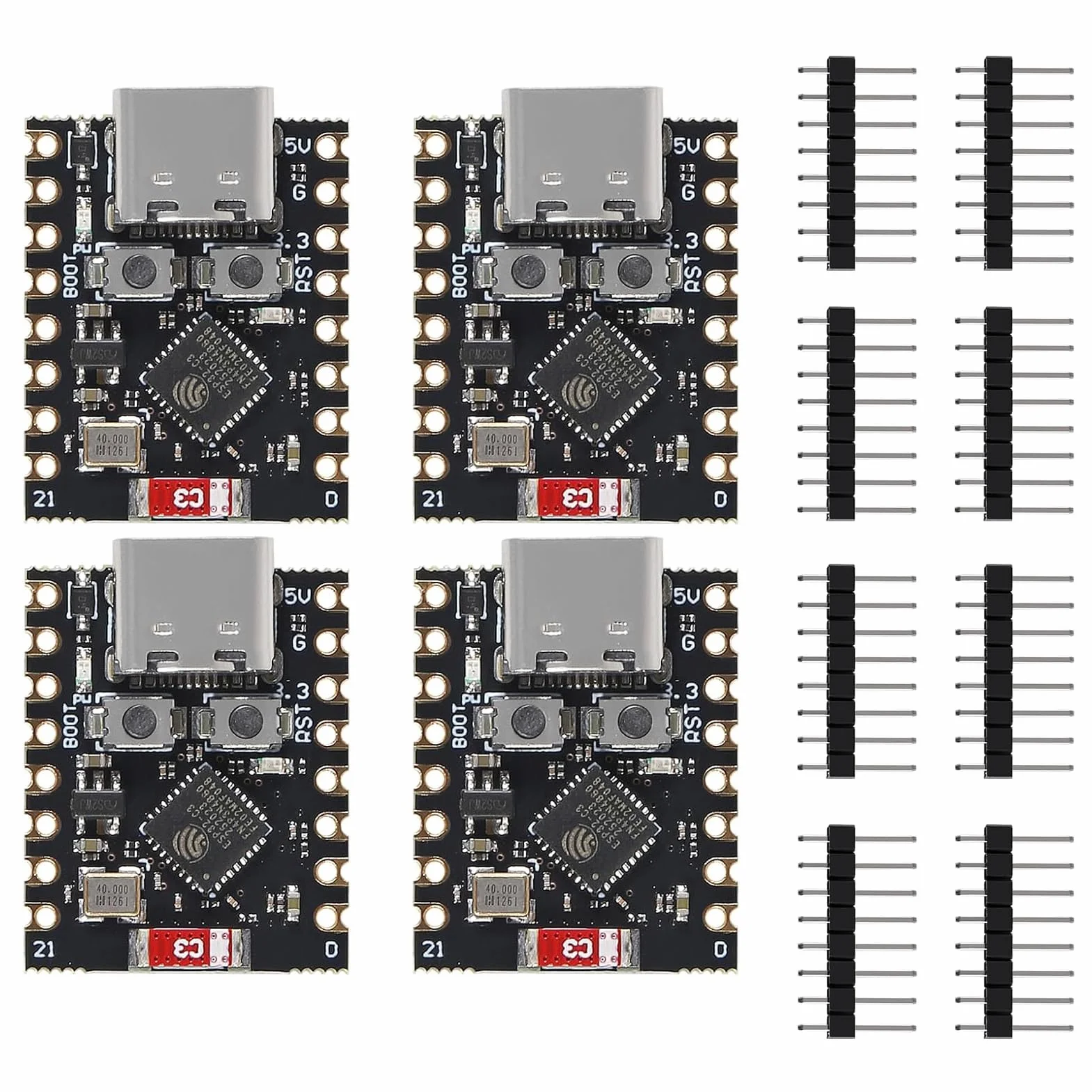 Zestaw 4 płyt rozwojowych ESP32-C3, moduł ESP32-C3 Mini, WiFi 2,4 GHz i Bluetooth 5.0, procesor RISC-V 32-bitowy 160 MHz, do Arduino MicroPython, IoT, inteligentny dom, sieć czujników