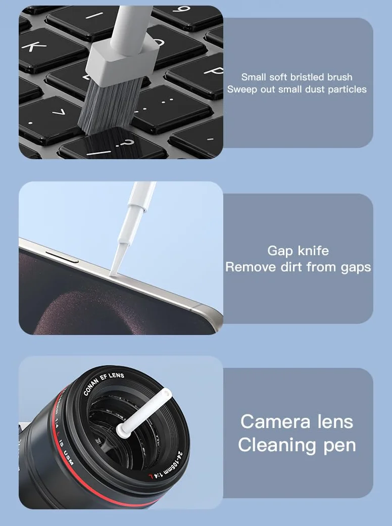 22 w 1 zestaw czyszczenia klawiatury, zestaw czyszczenia telefonu,wielofunkcyjne akcesoria do czyszczenia Phone, tablet, laptop, monitor komputera, aparat (Biały)