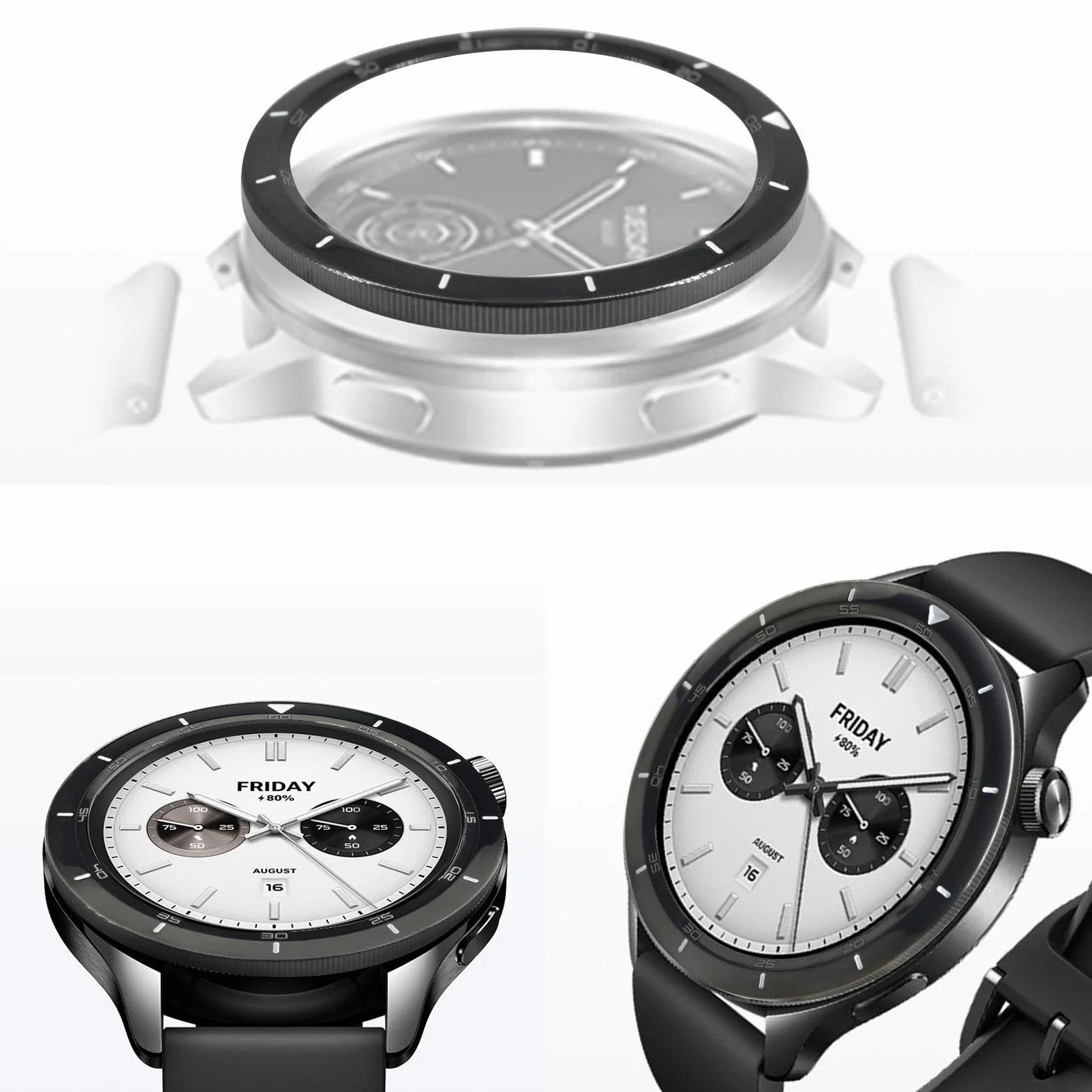 Xiaomi Watch S4/S3 Pierścień ze stali nierdzewnej czarny wzór skali