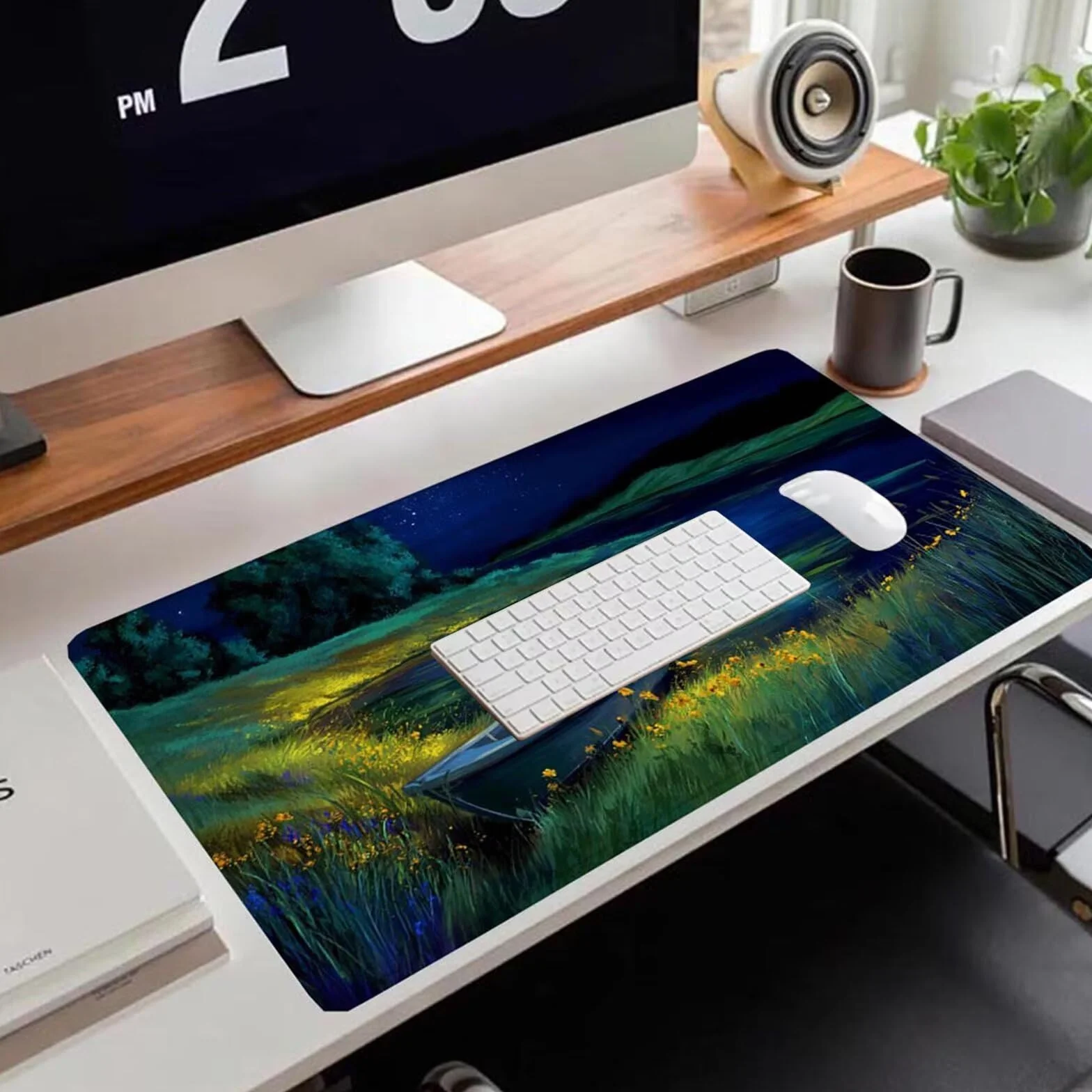 Gamingowa podkładka pod mysz 1200 x 600 x 3 mm, XXL, wodoszczelna, odporna na ścieranie, z przyszytymi krawędziami, niebieska, podkładka na biurko, poprawia prędkość i precyzję, do komputera, laptopa